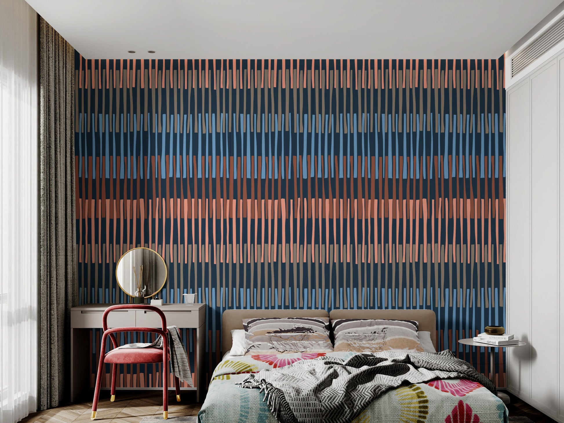 Midnight Melody Striped Symphony Wallpaper Mural
