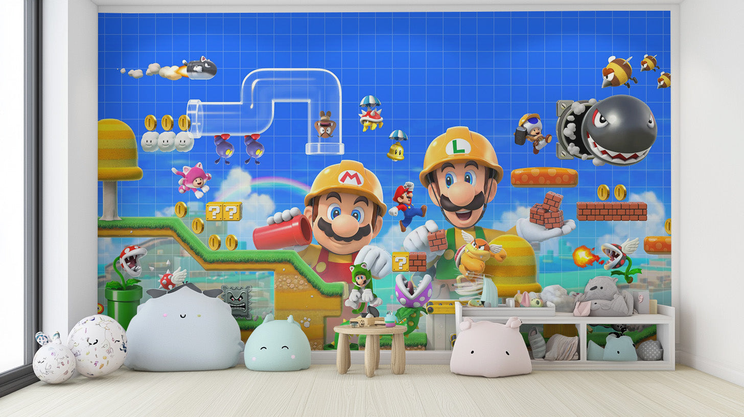 Super Mario Bros wallpaper for kids' lively spaces
