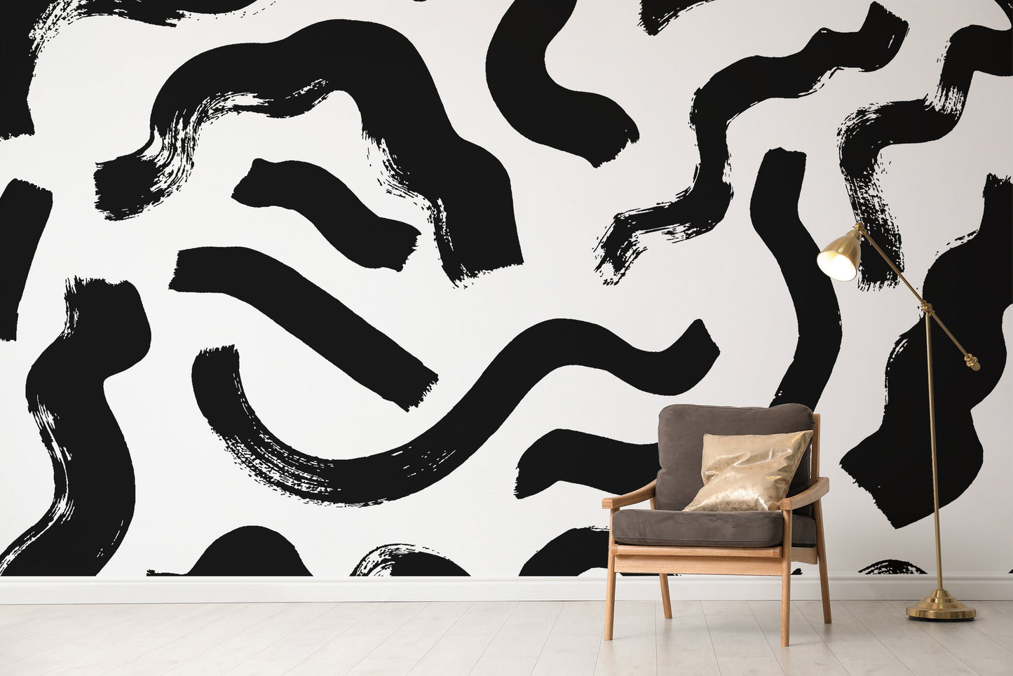 Artistic black brushstrokes wallpaper