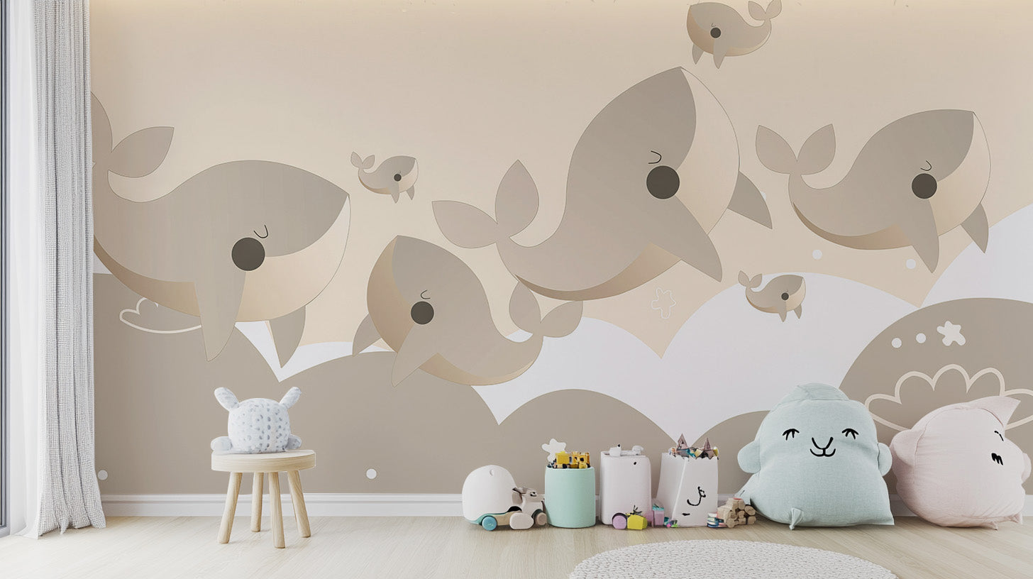 Cuddly Cetaceans Wall Mural - Giffywalls