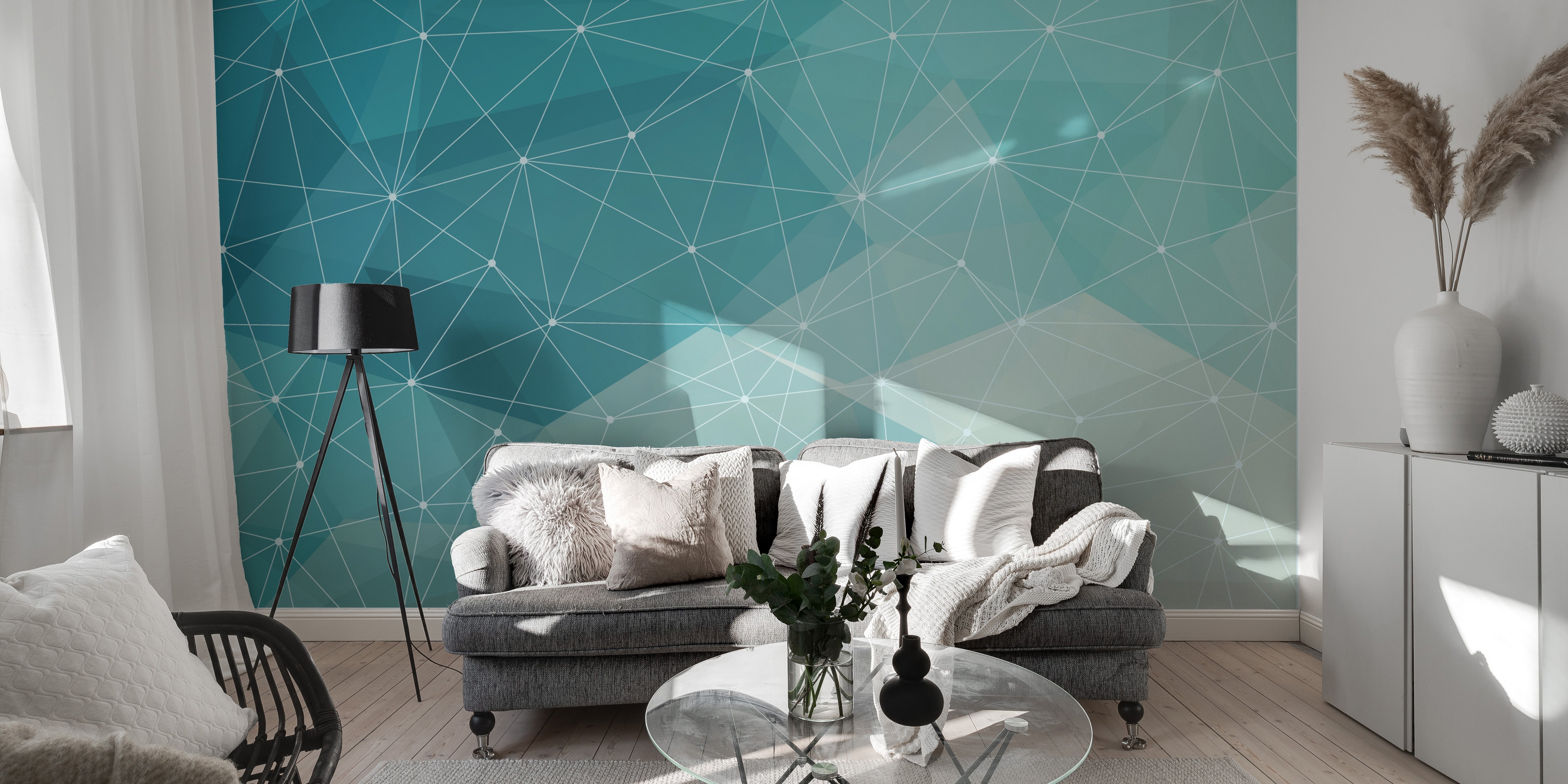 White and Blue Geometric Line Wallpaper - Giffywalls