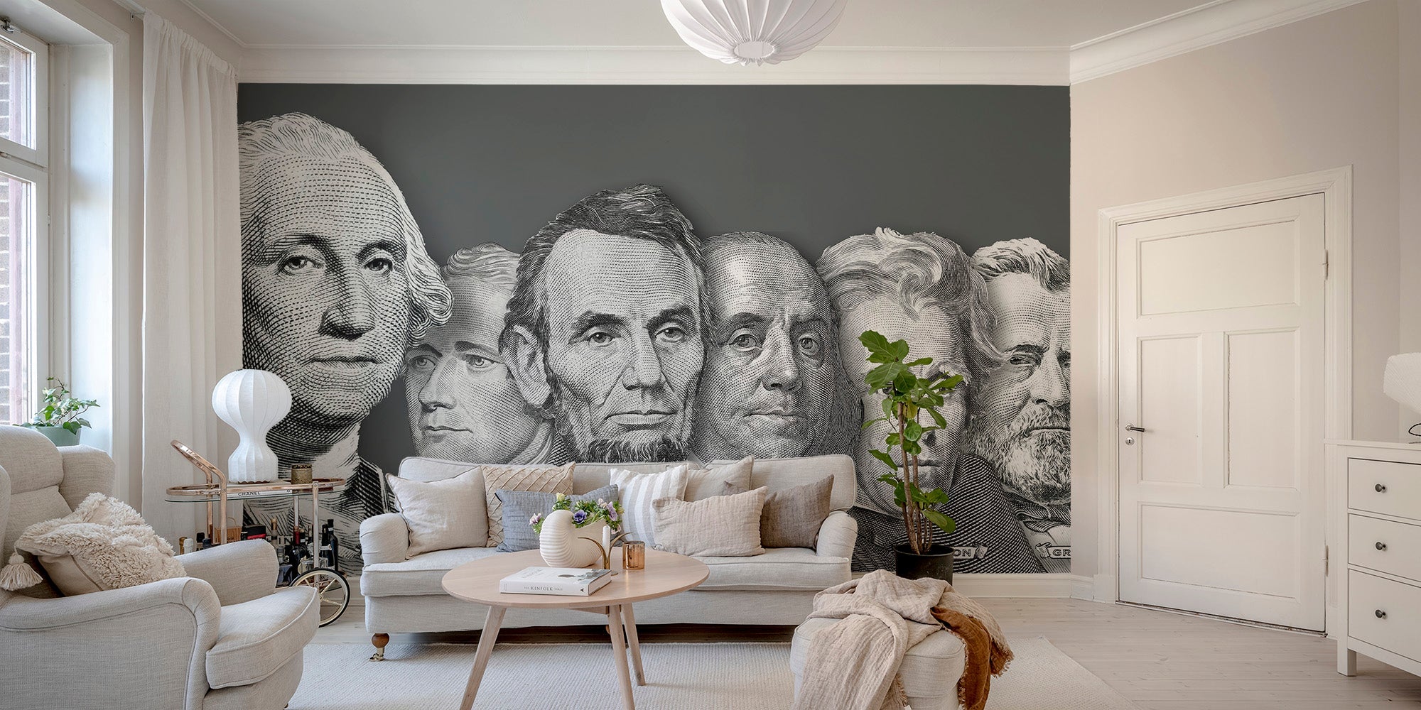 US Presidential Portraits Currency Wall Mural - Giffywalls