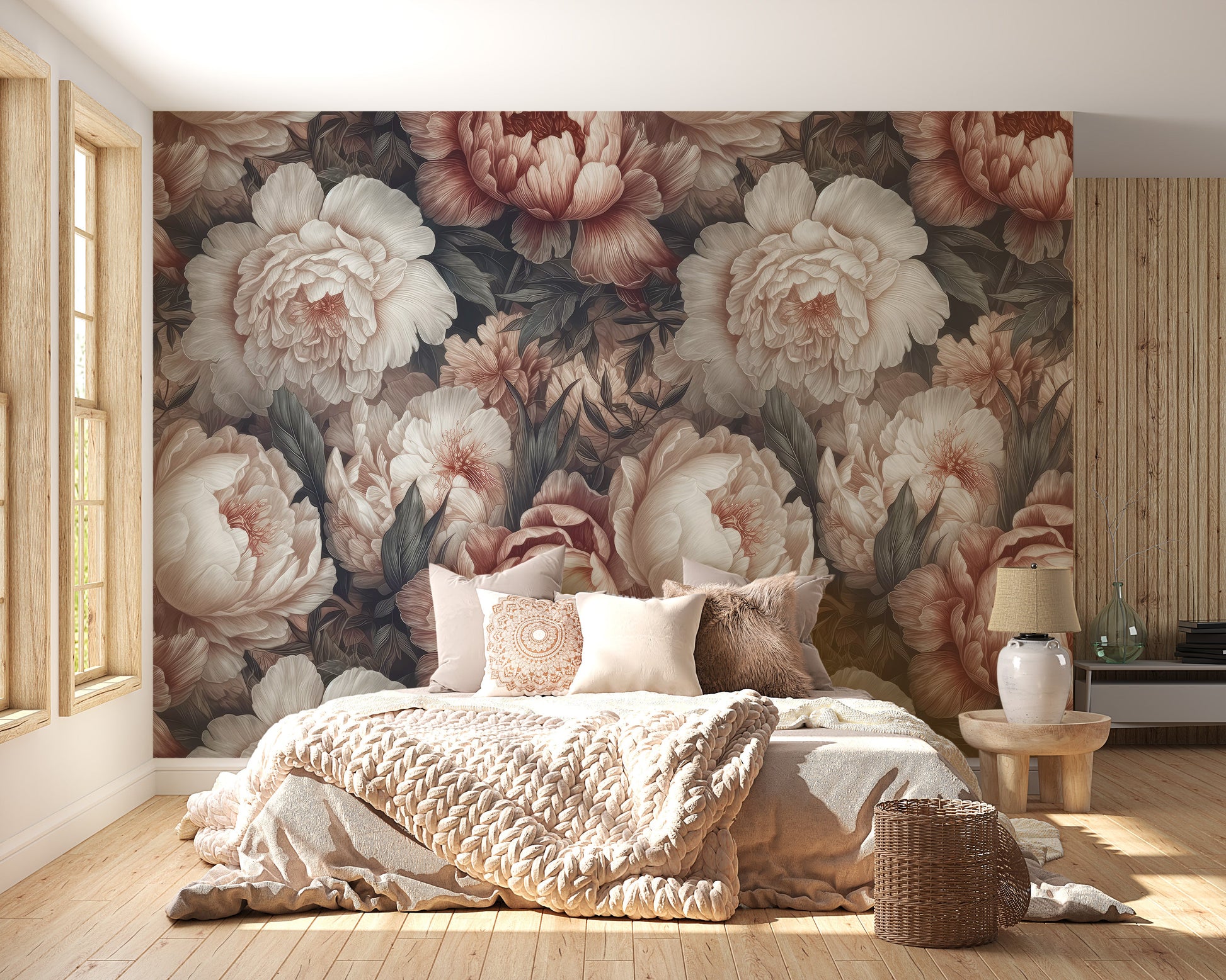 Peony Flower Wallpaper Mural - Giffywalls