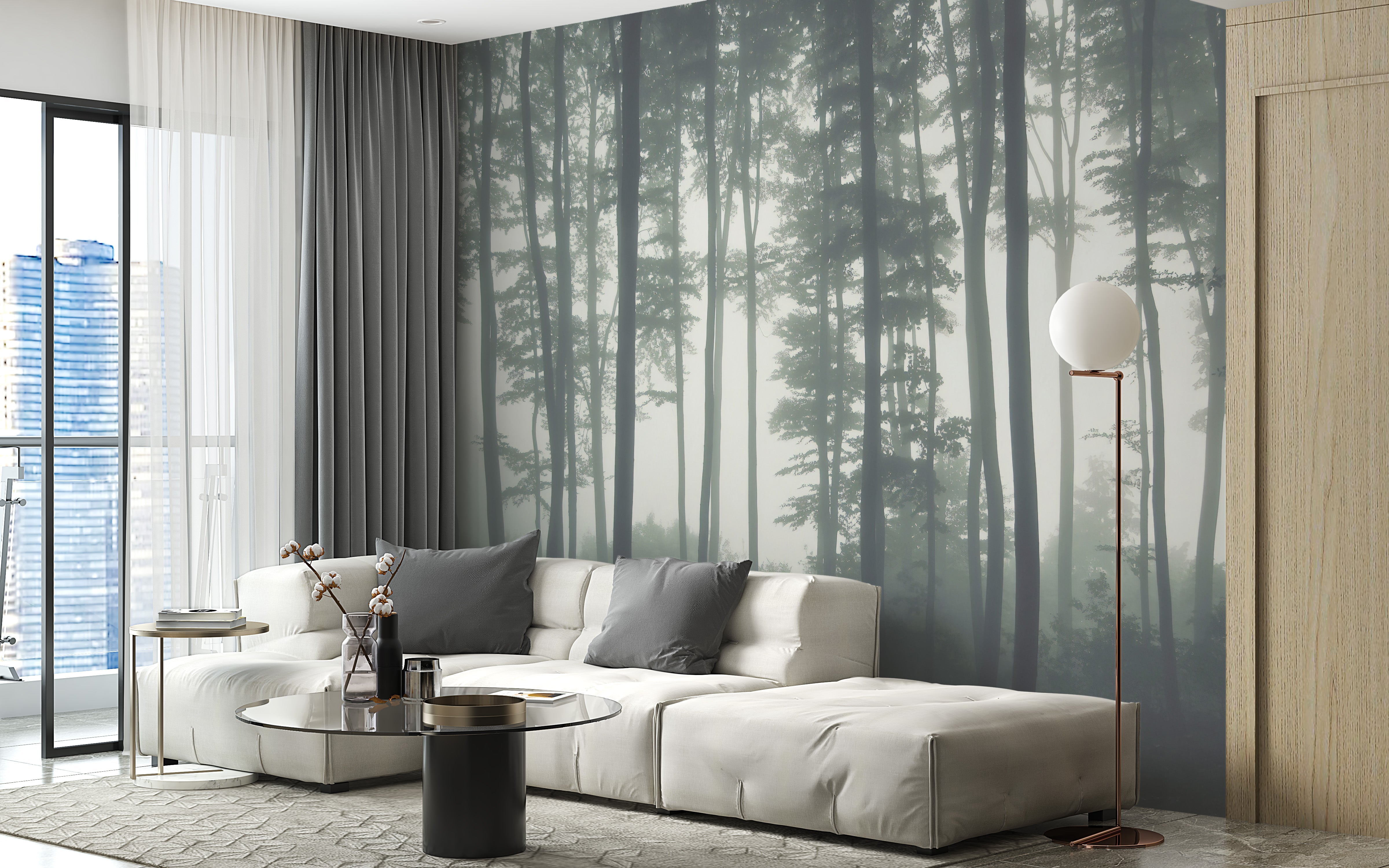 Tall Natural Forest Tree Aesthetic Wallpaper for Halloween Decor - Giffywalls