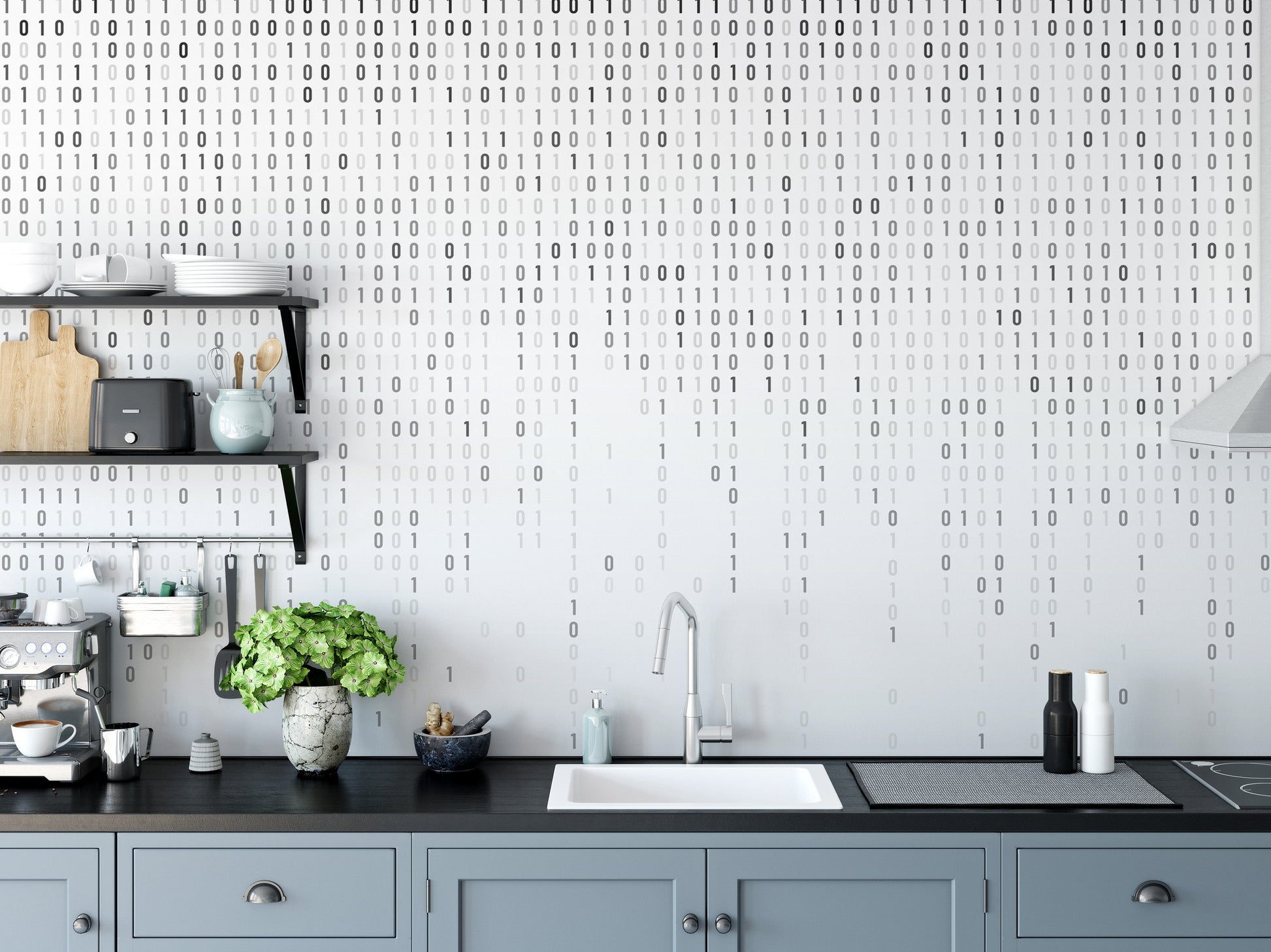 Digital Binary Code Wall Mural - Giffywalls