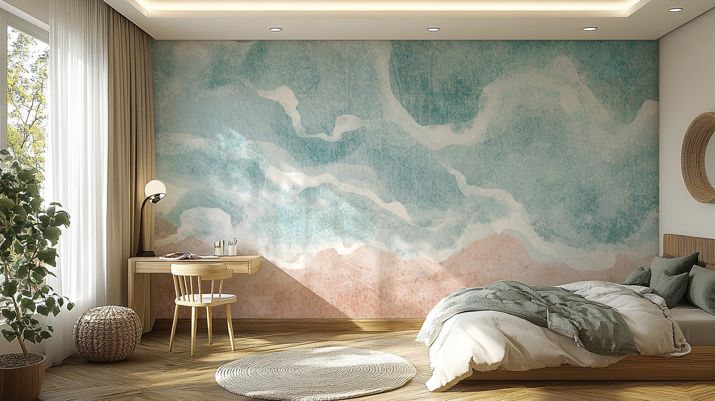 Boho Sea Beach Waves Wall Mural - Giffywalls