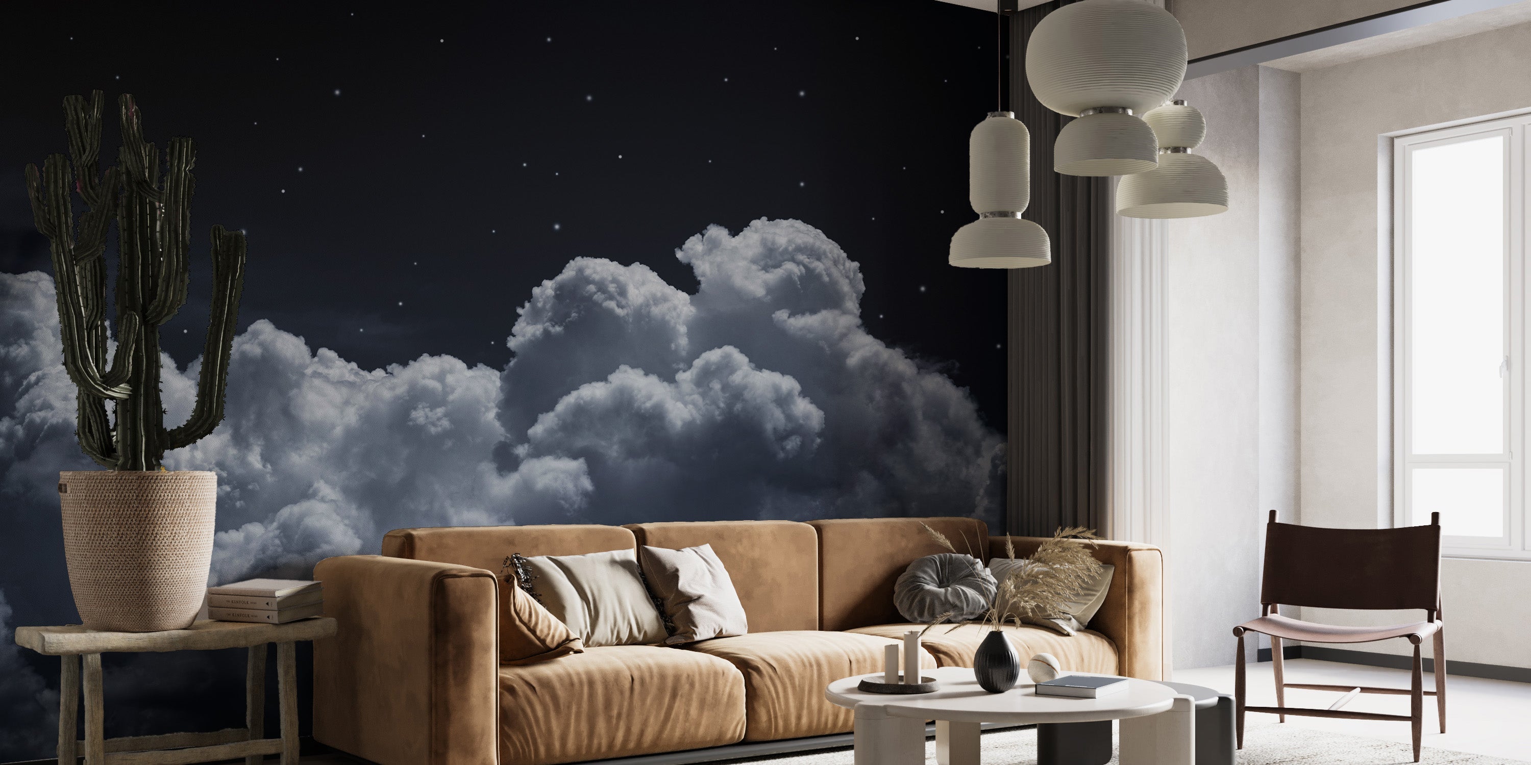 Starry Night Sky Clouds Wall Mural - Giffywalls