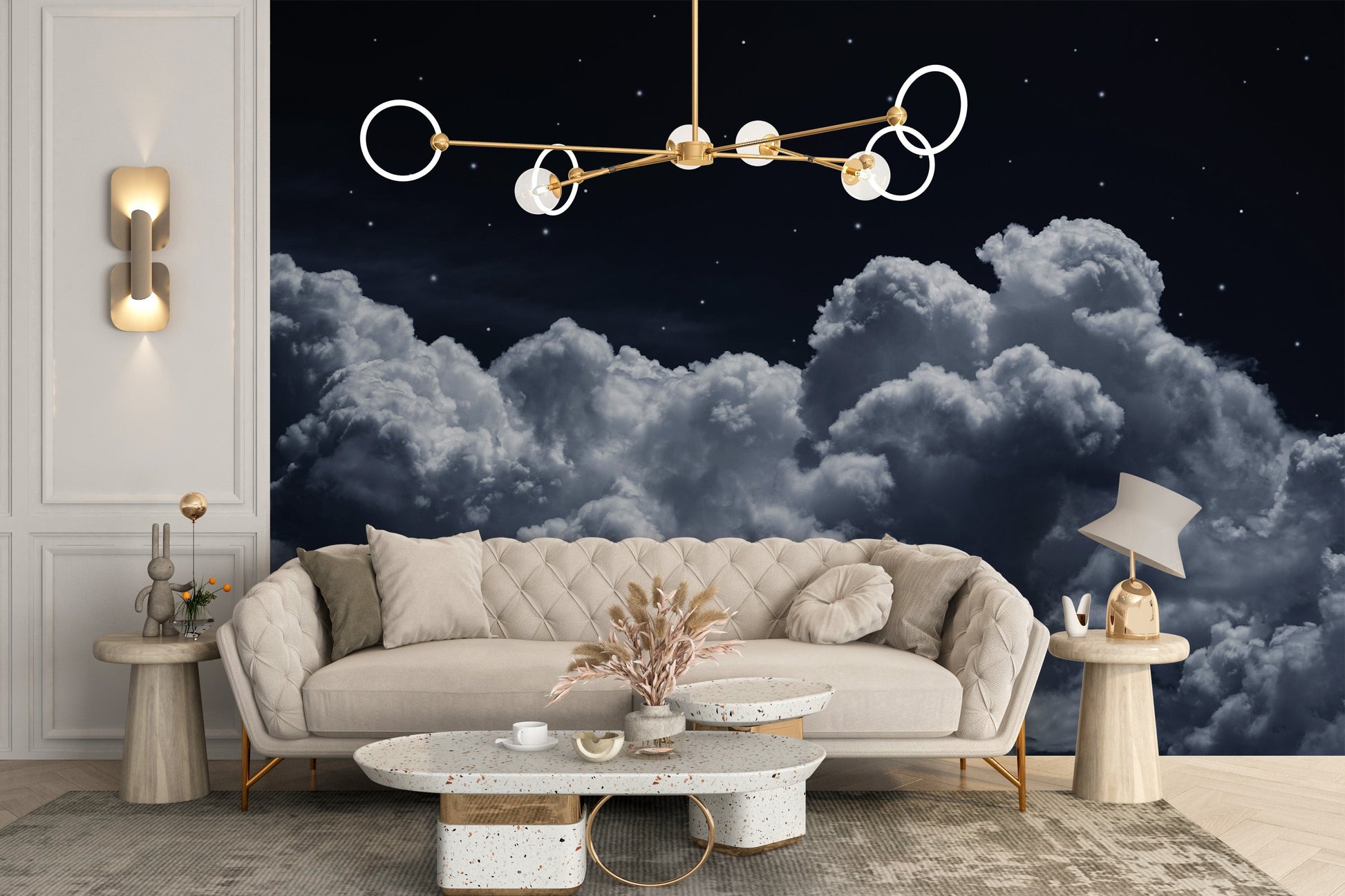 Starry Night Sky Clouds Wall Mural - Giffywalls