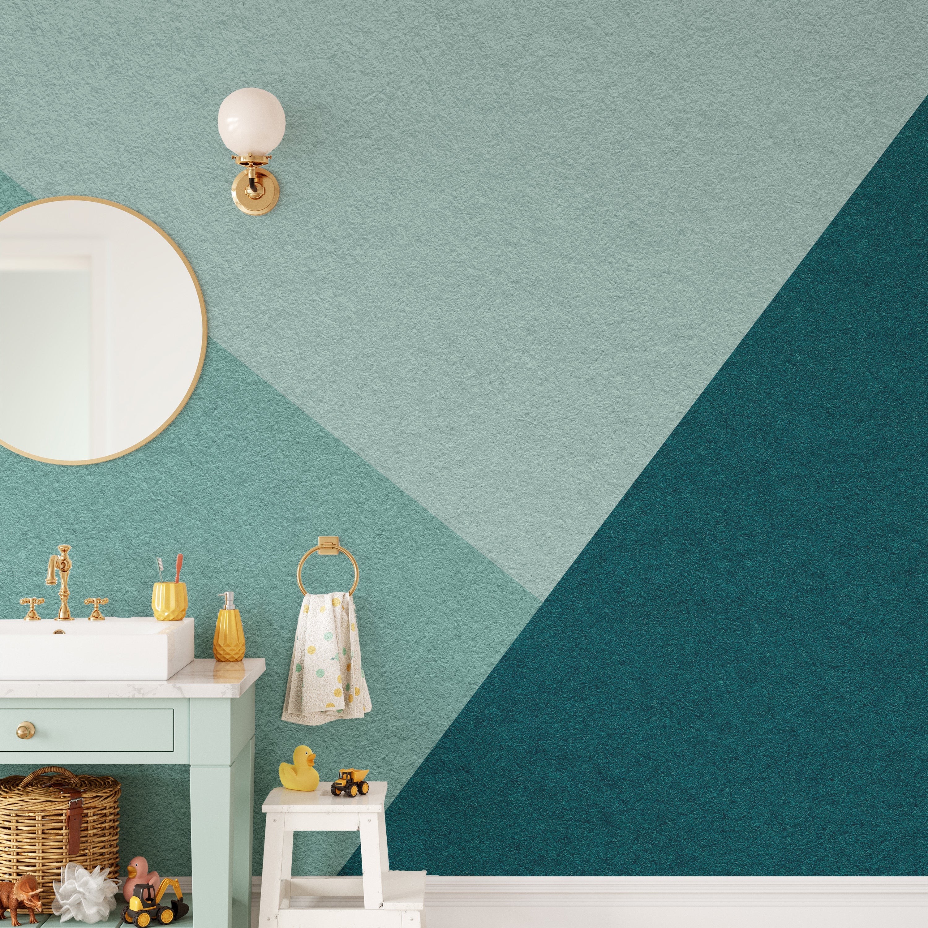 Emerald and Cyan Geometric Wallpaper - Giffywalls