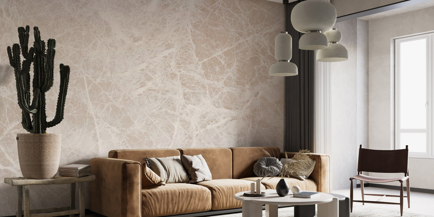 Chic Carrara marble wallpaper mural design for living space
