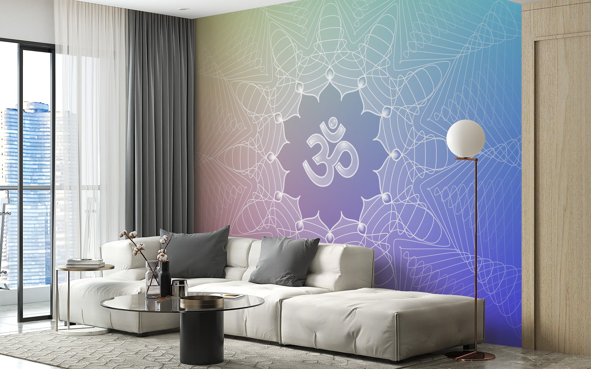 Om Lotus Wall Mural - Giffywalls