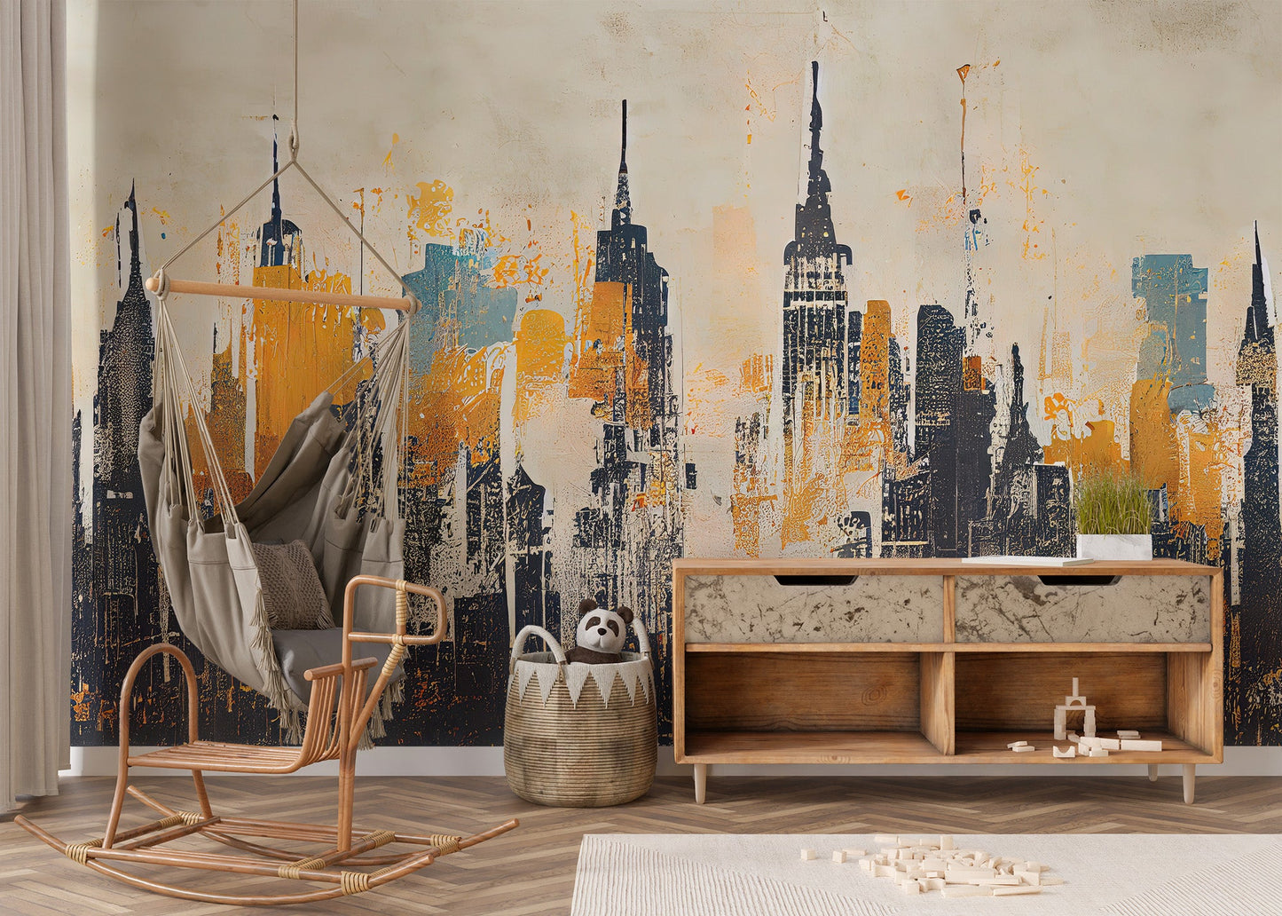 Urban Skyline Abstract Wall Mural - Giffywalls