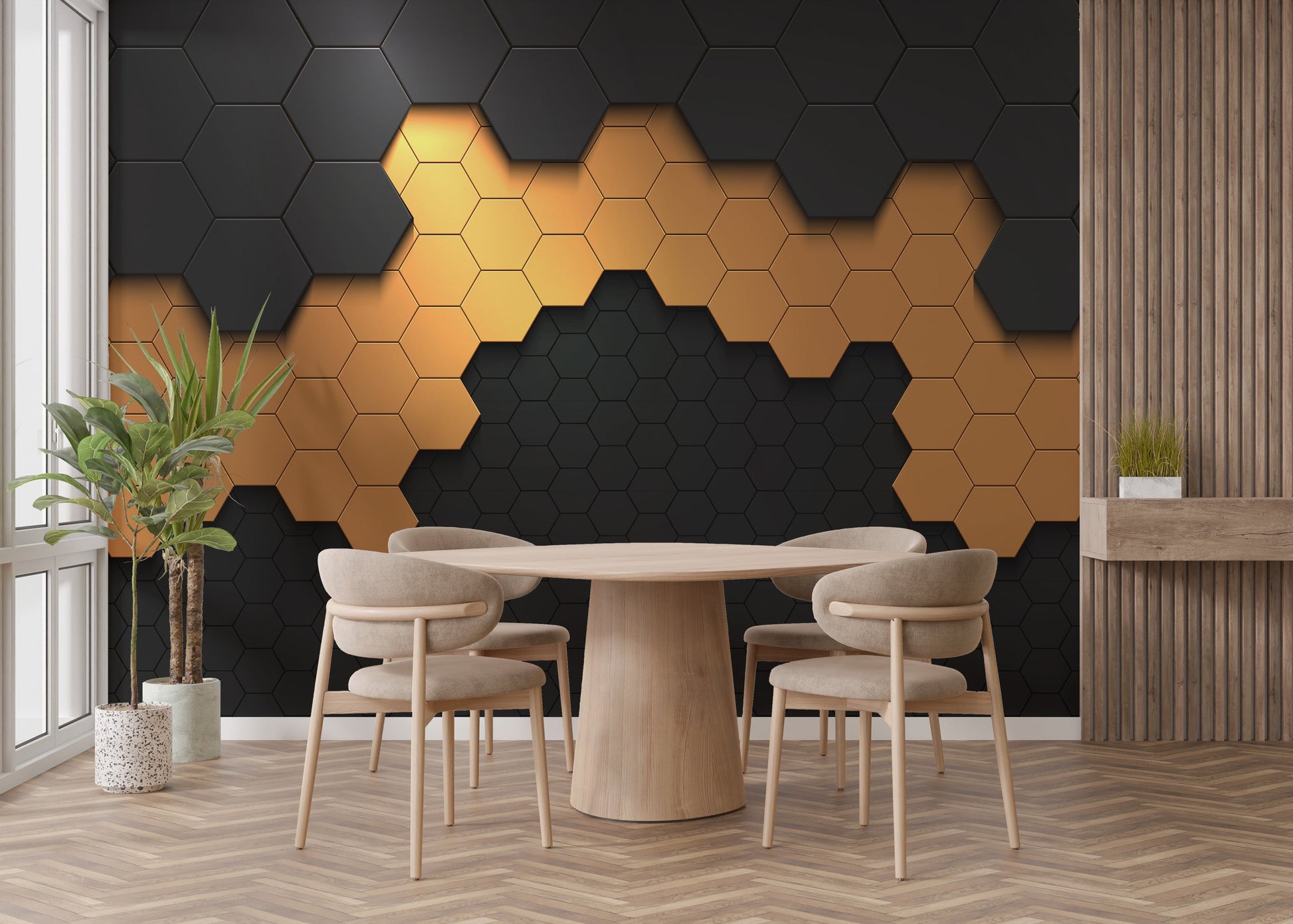 Hexagonal Pattern Wall Mural - Giffywalls