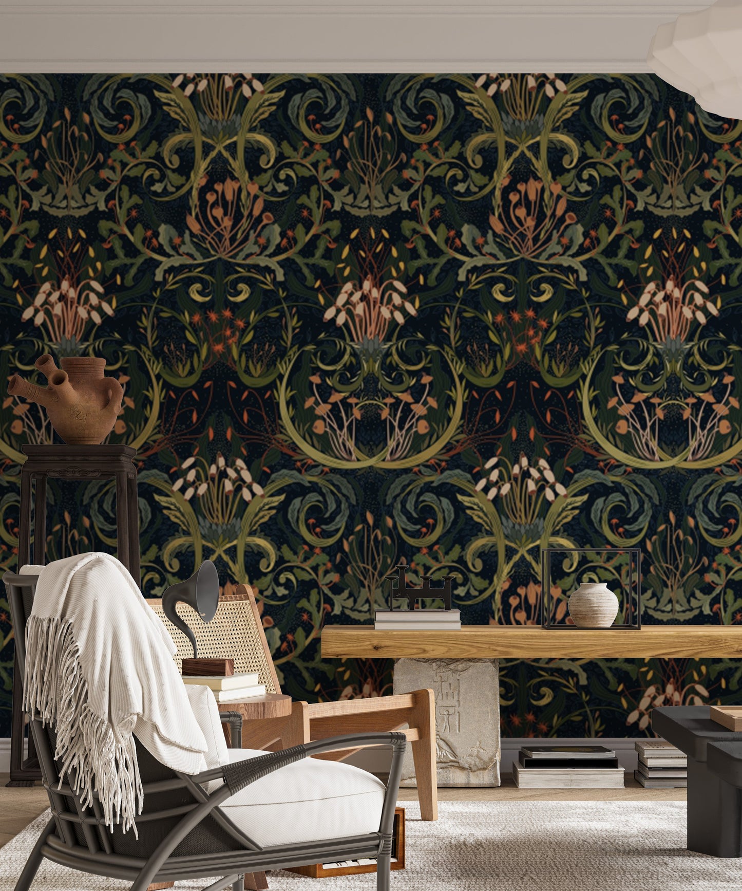 Elevate your decor with Whimsical Botanic Silk wallpaper patterns