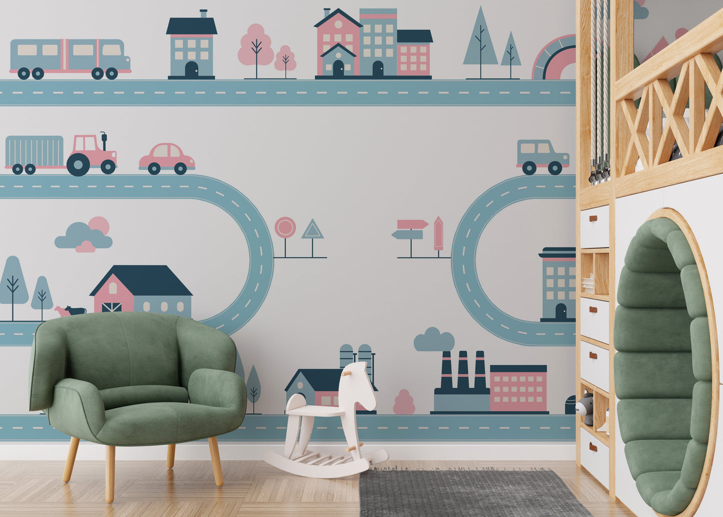 Tiny Town Urban Play Mural stick on wallpaper