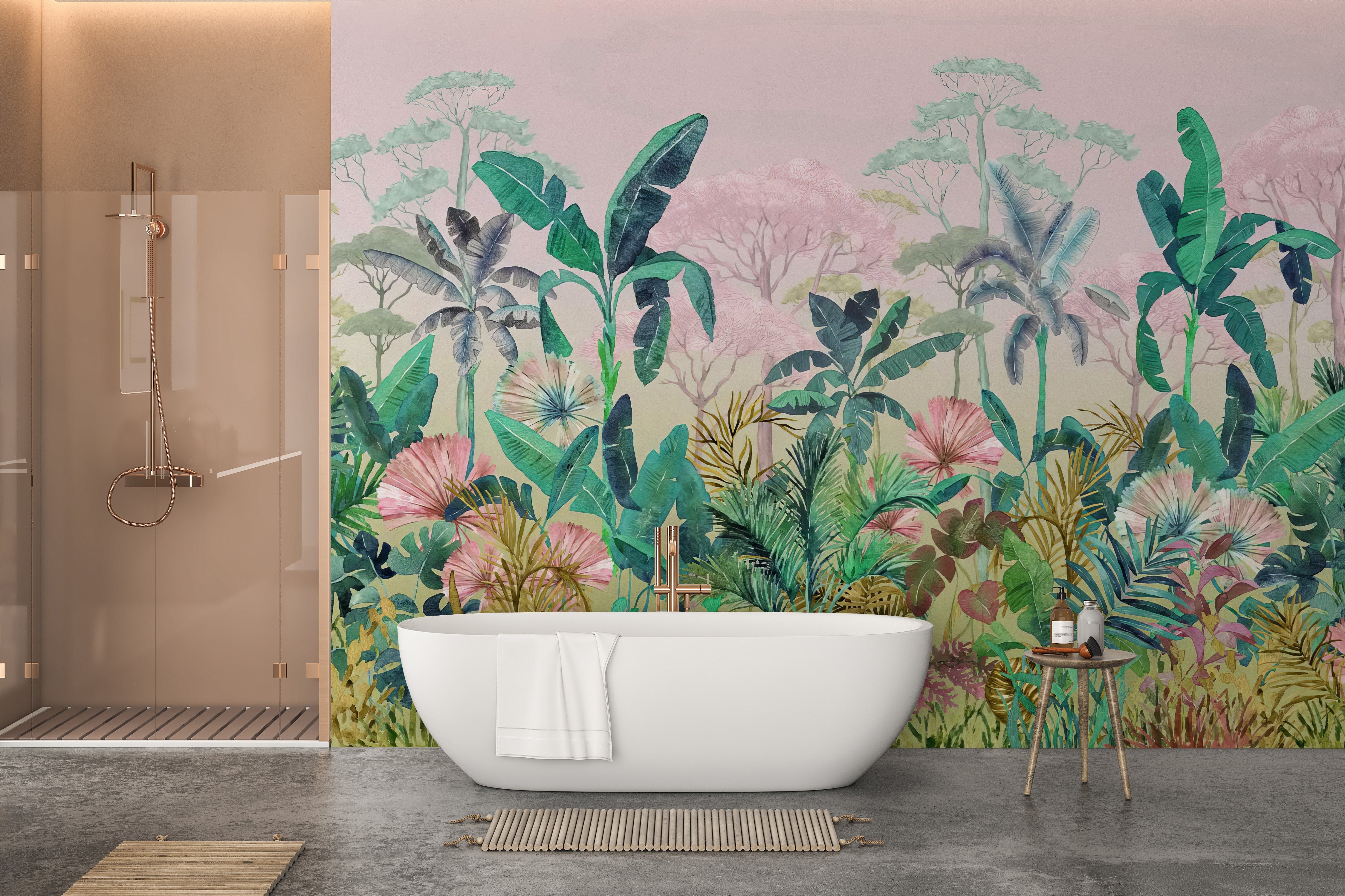 Tropical Jungle Watercolor Mural Wallpaper