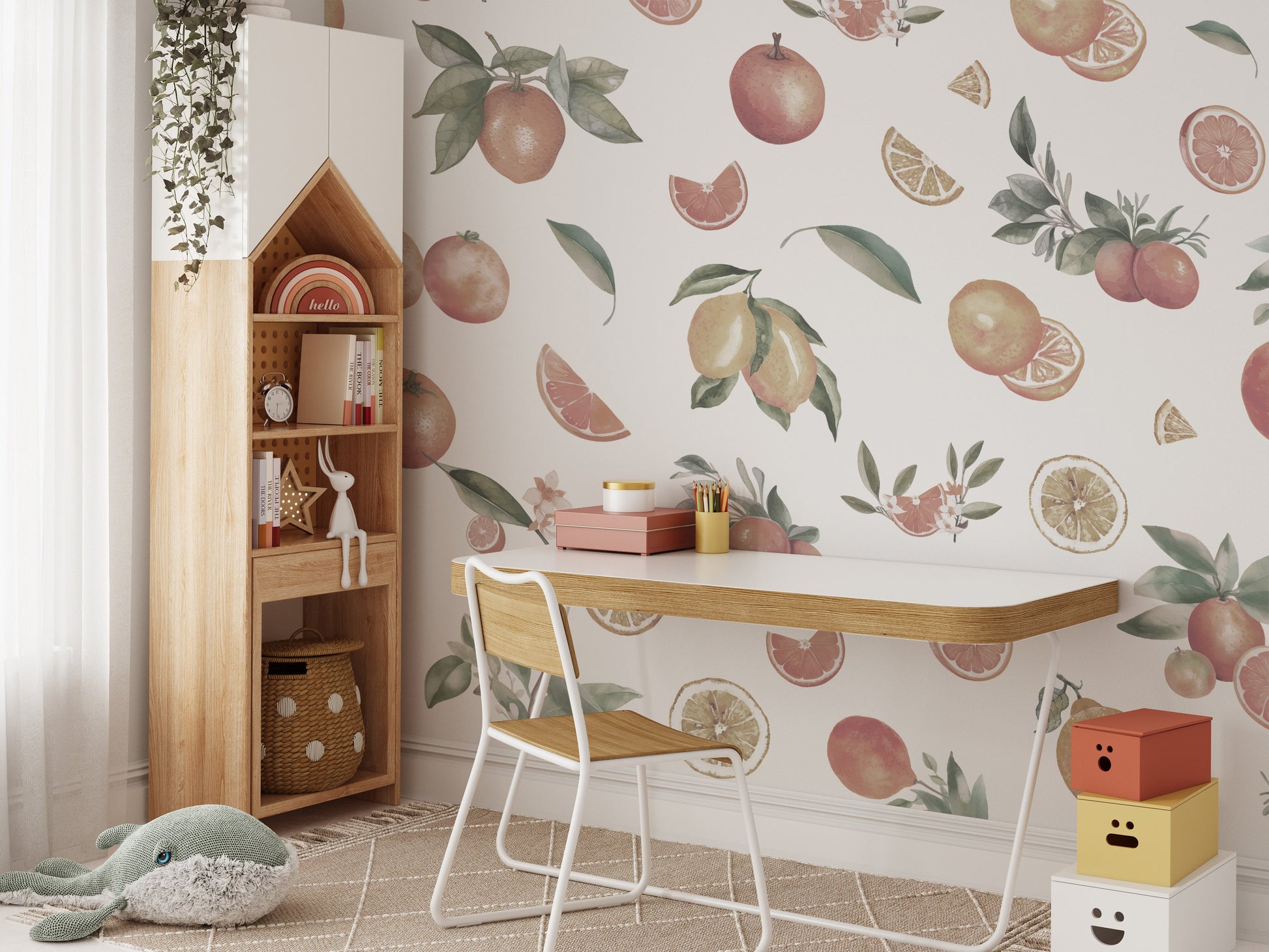 Citrus Orchard Delight wallpaper for modern spaces