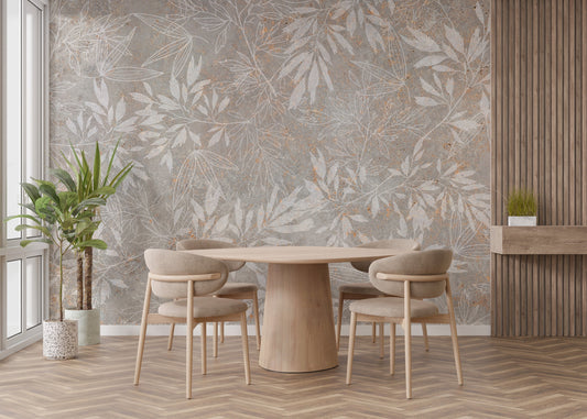 Vintage floral mural with subtle elegance