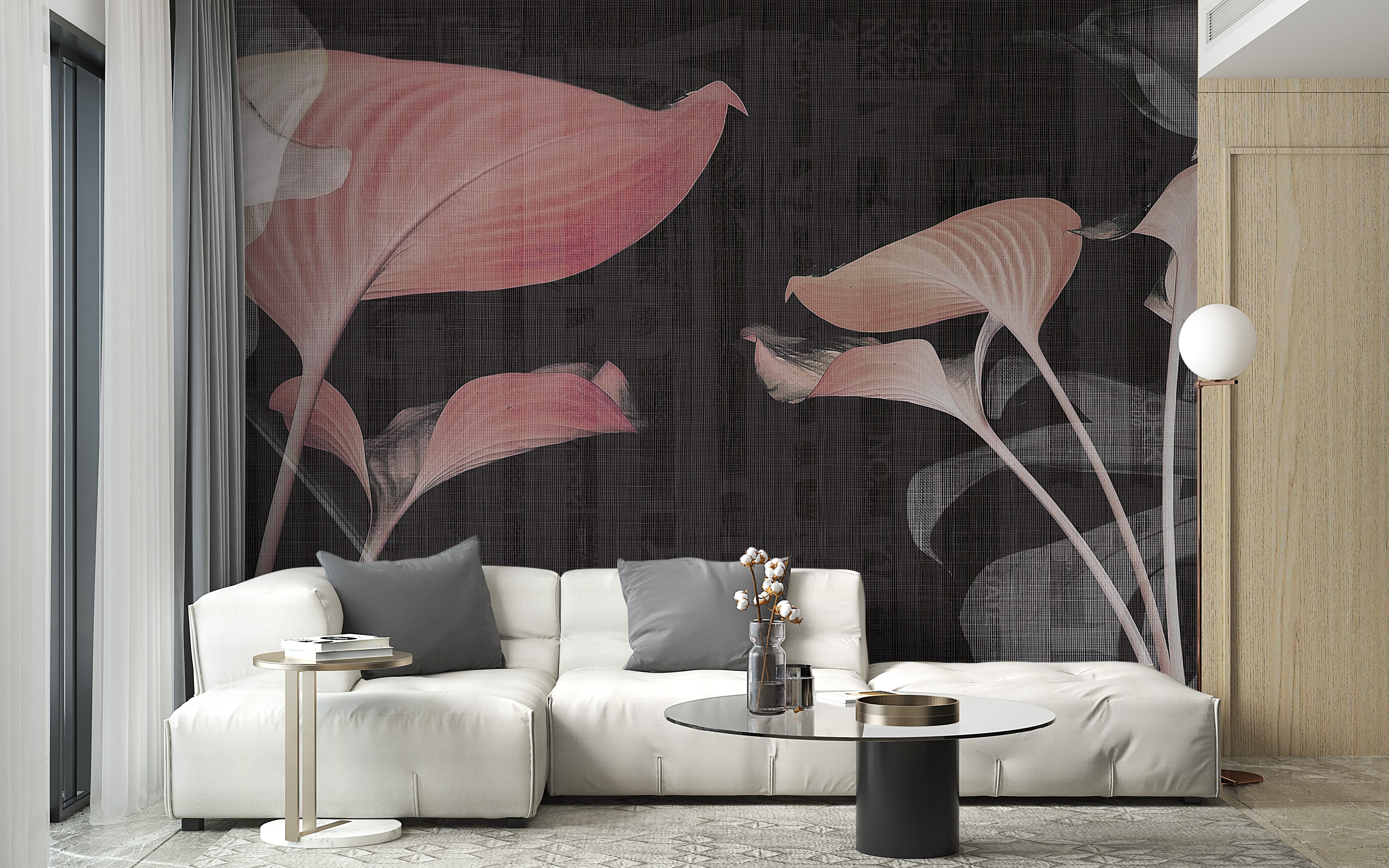 Dreamy Pink Flower Art Mural
