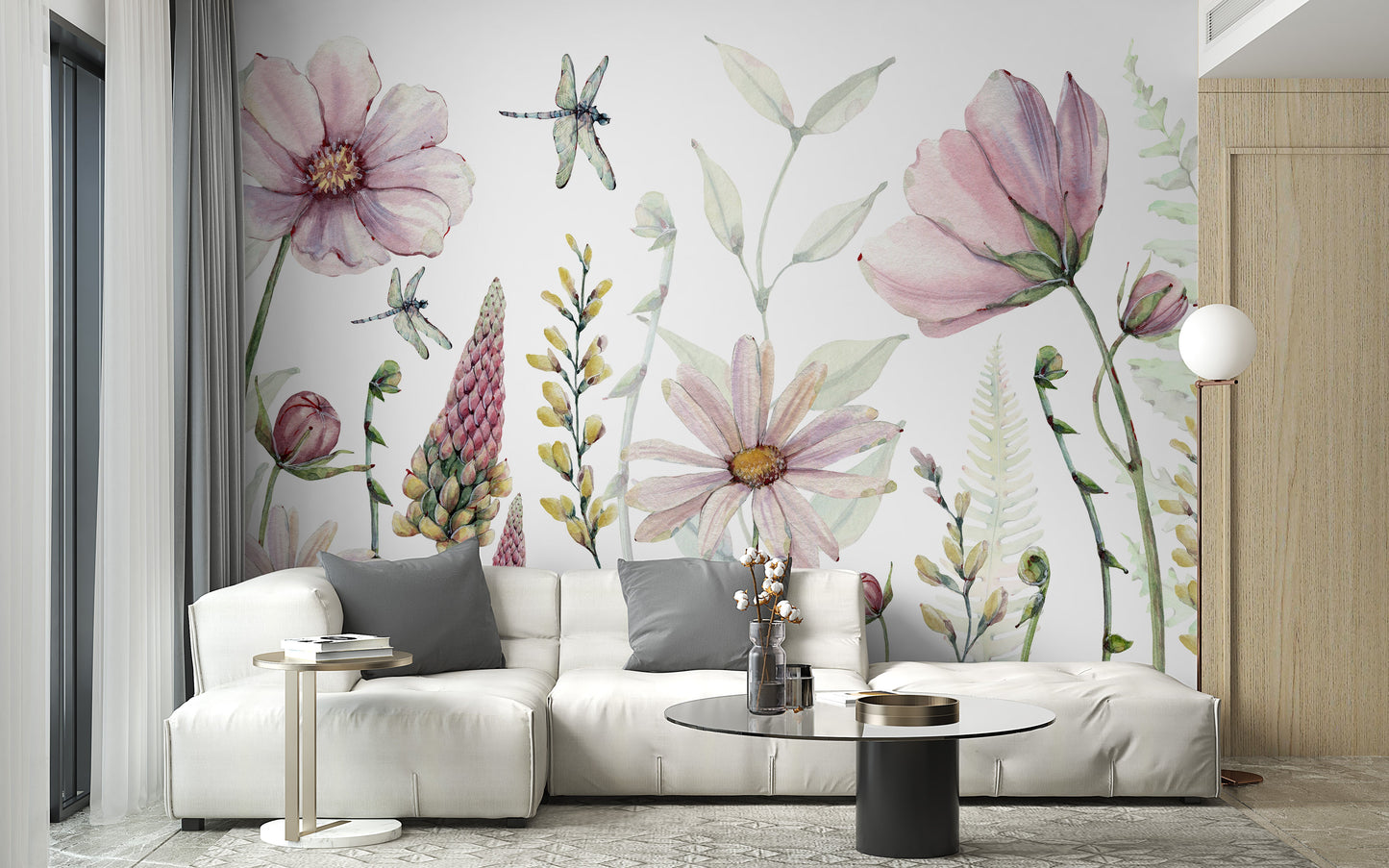 Peel and stick Fabulous Flowers wallpaper for renters