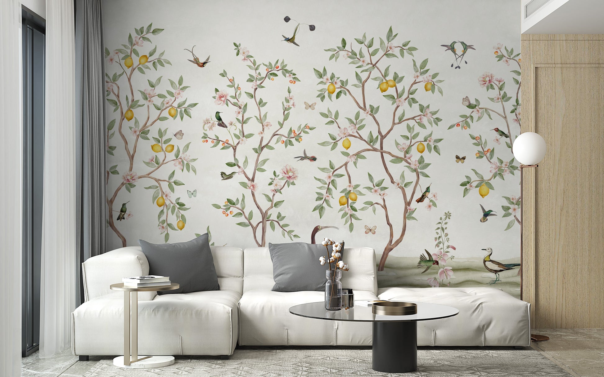 Lemon Tree Chinoiserie Design Wallpaper for Walls - Giffywalls