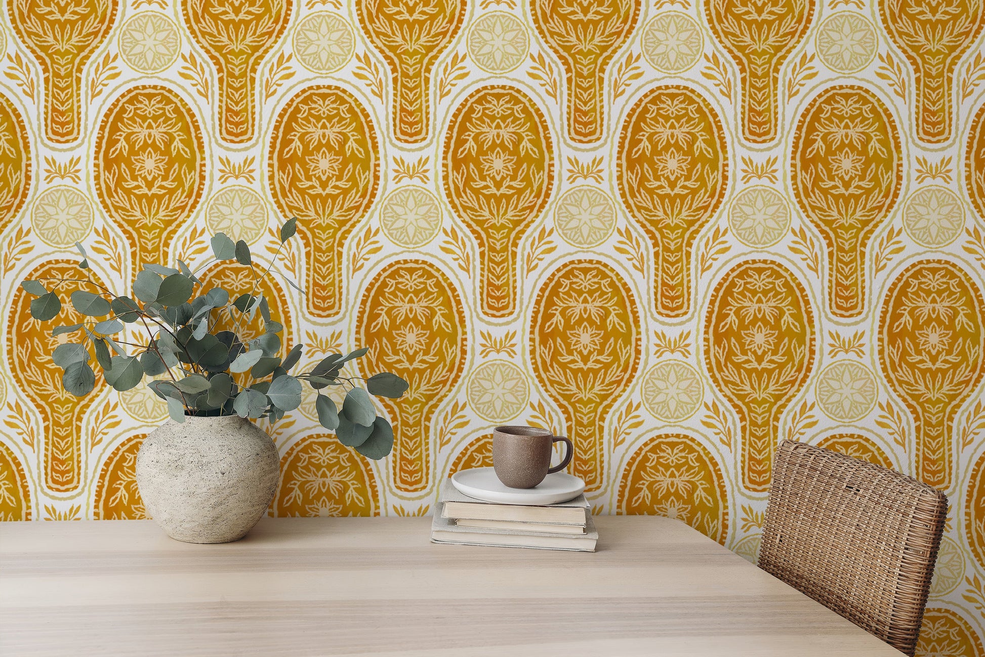 Floral Rockets Golden Yellow Wallpaper - Giffywalls