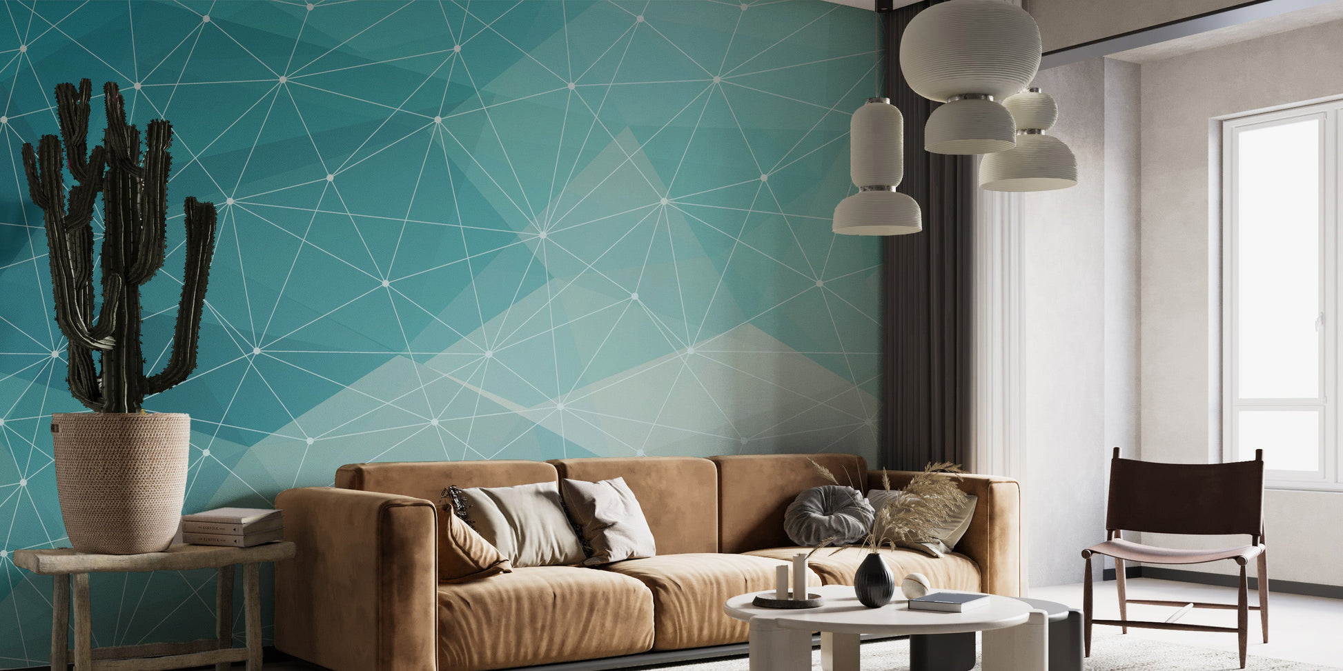 White and Blue Geometric Line Wallpaper - Giffywalls