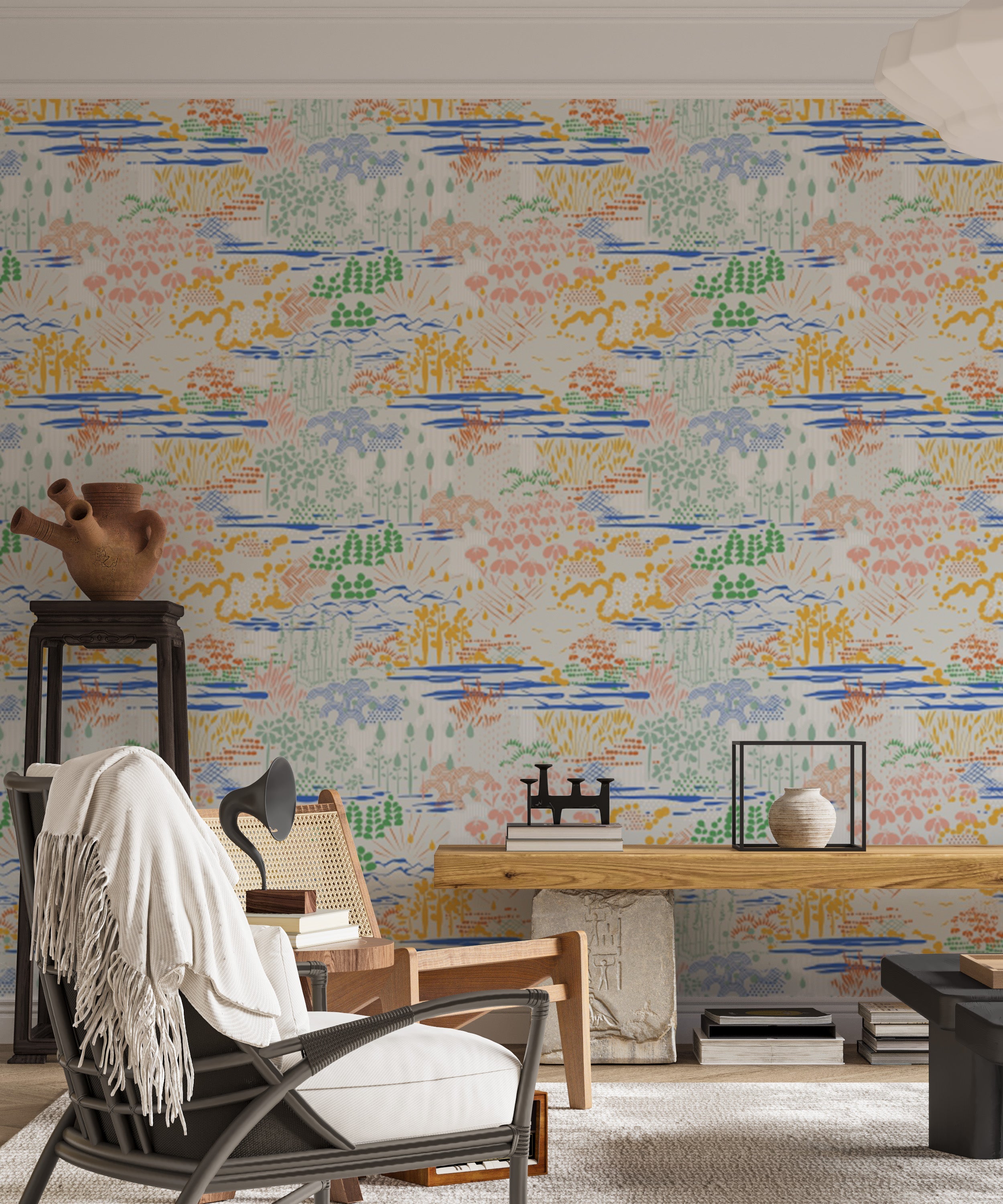 Patterned Landscape wallpaper for modern decor