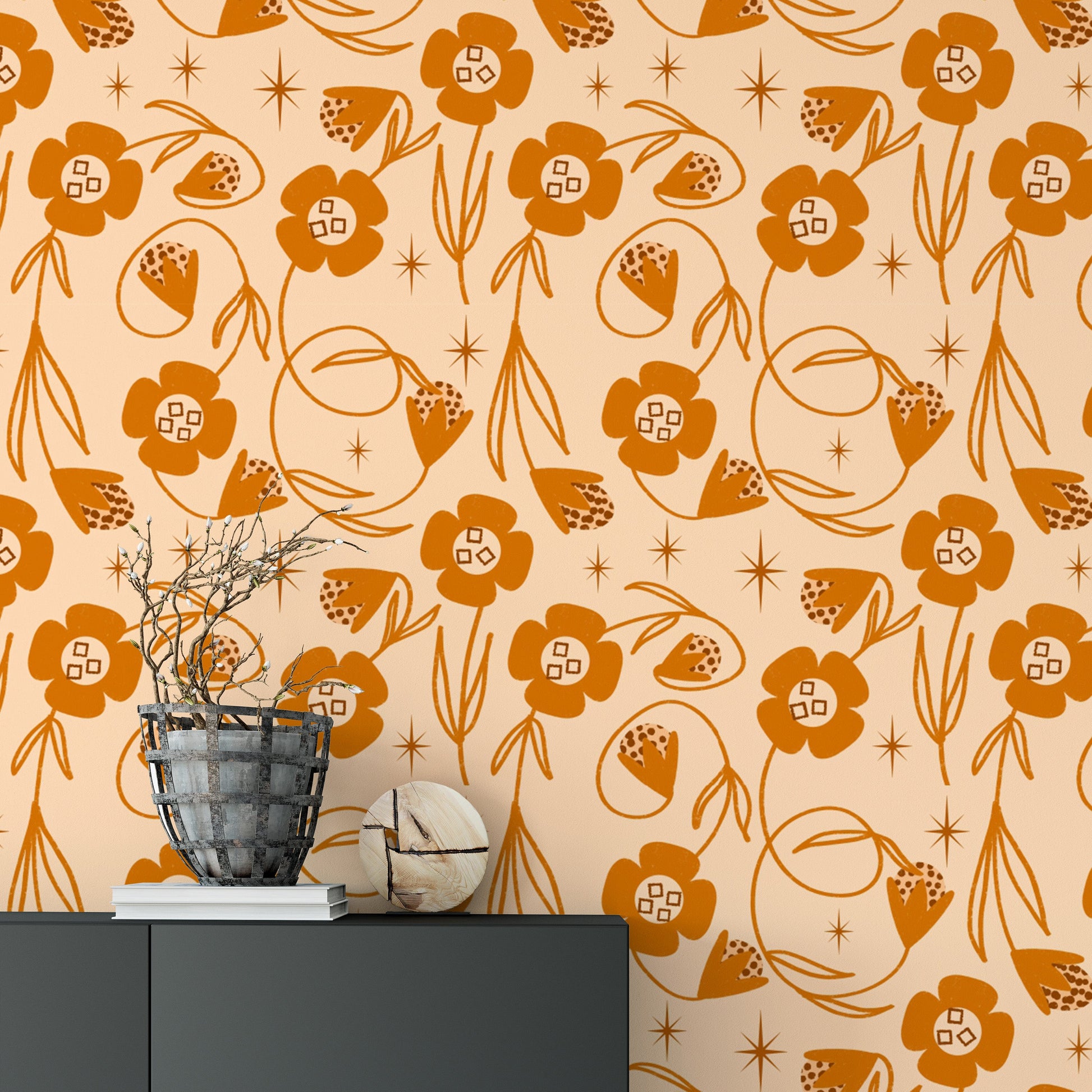 Modern floral vines wallpaper for walls
