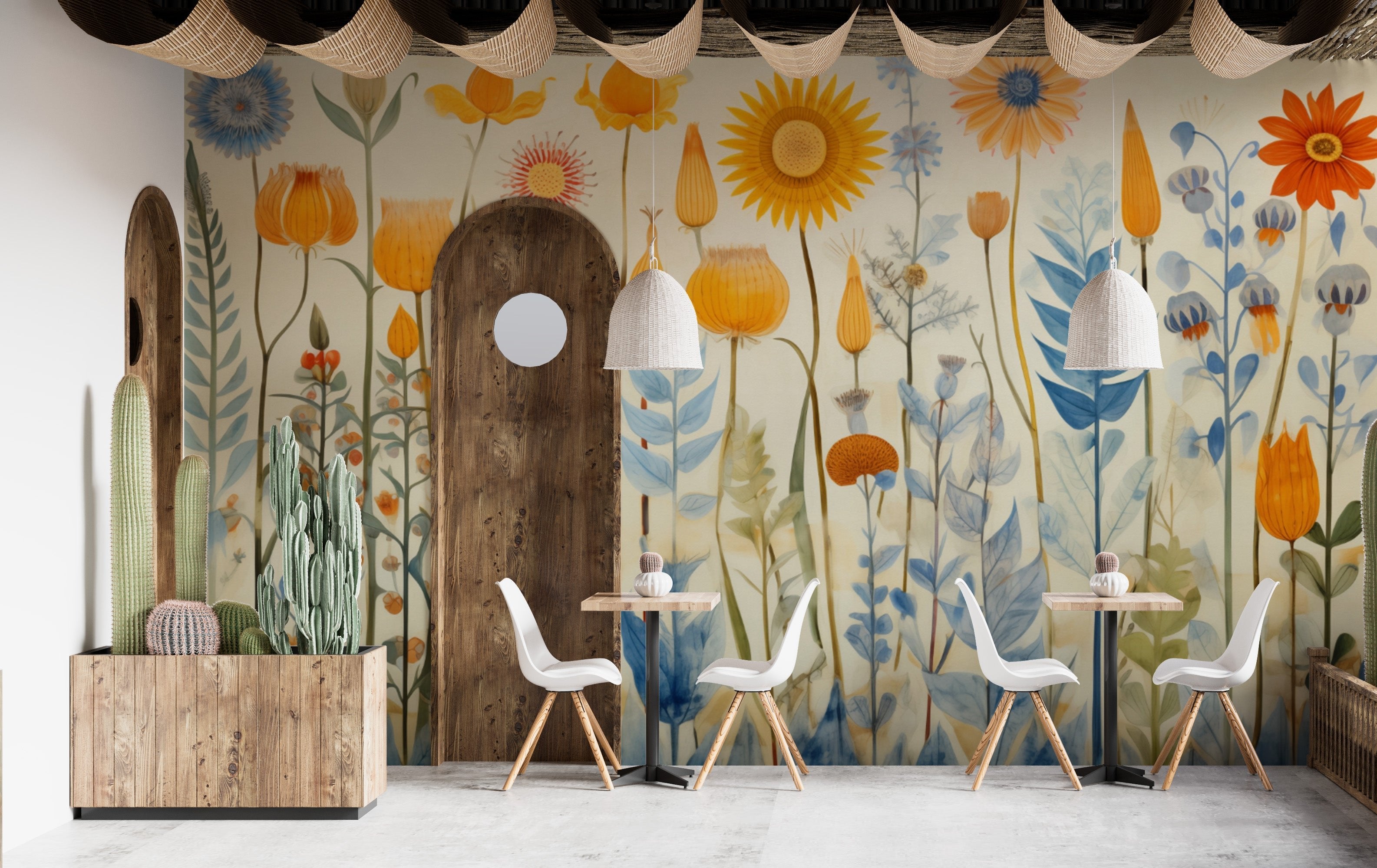 Stunning brightly colored flowers wallpaper murals for a modern, artistic touch.