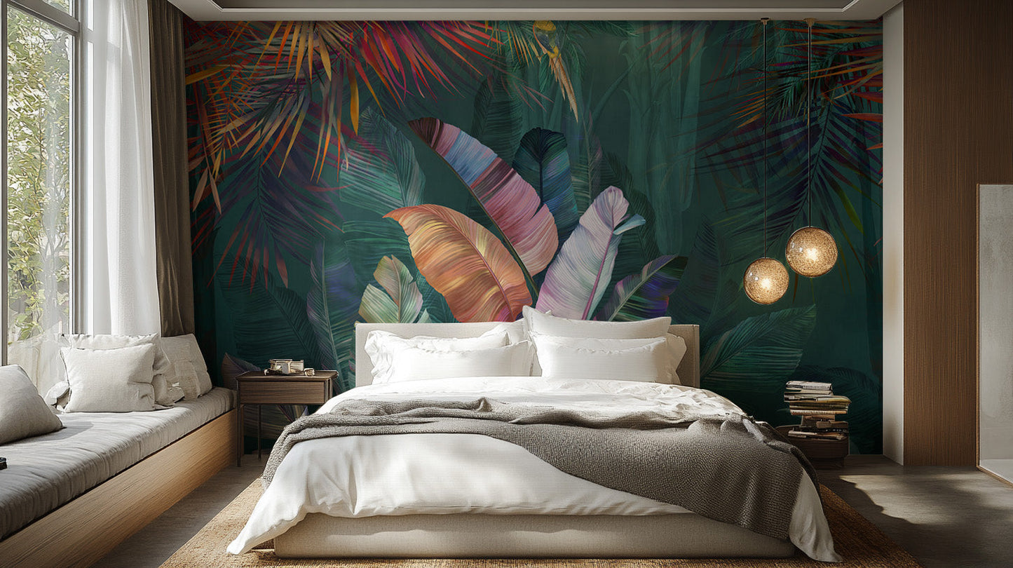 Vibrant Island Breeze Leaf Wall Art wallpaper