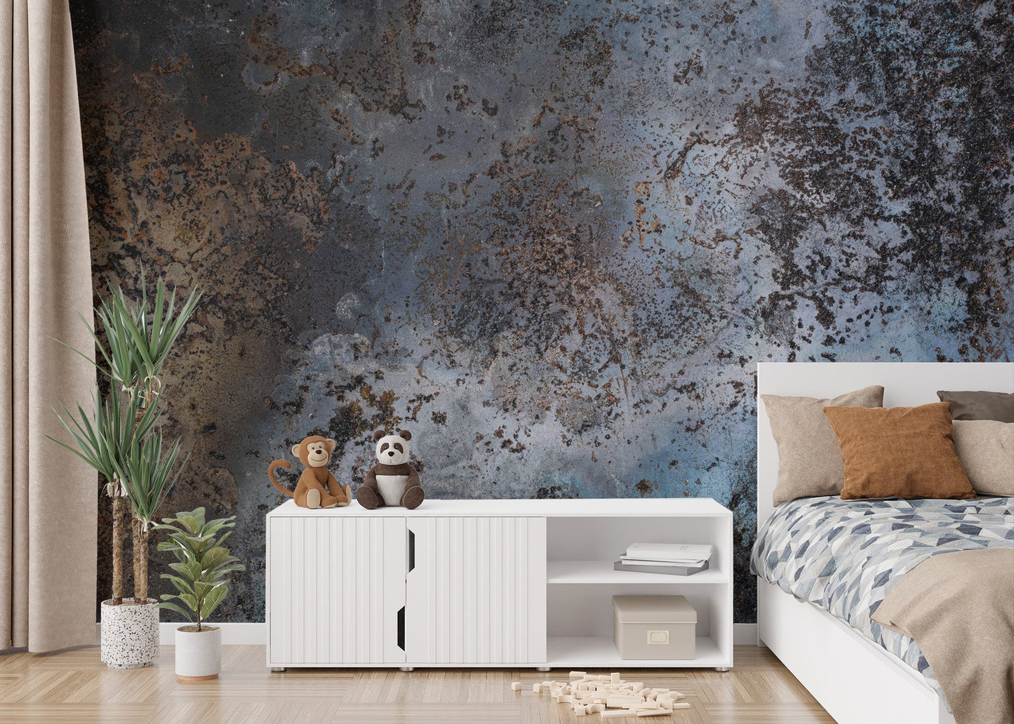 Aged Blue Patina Wallpaper Design
