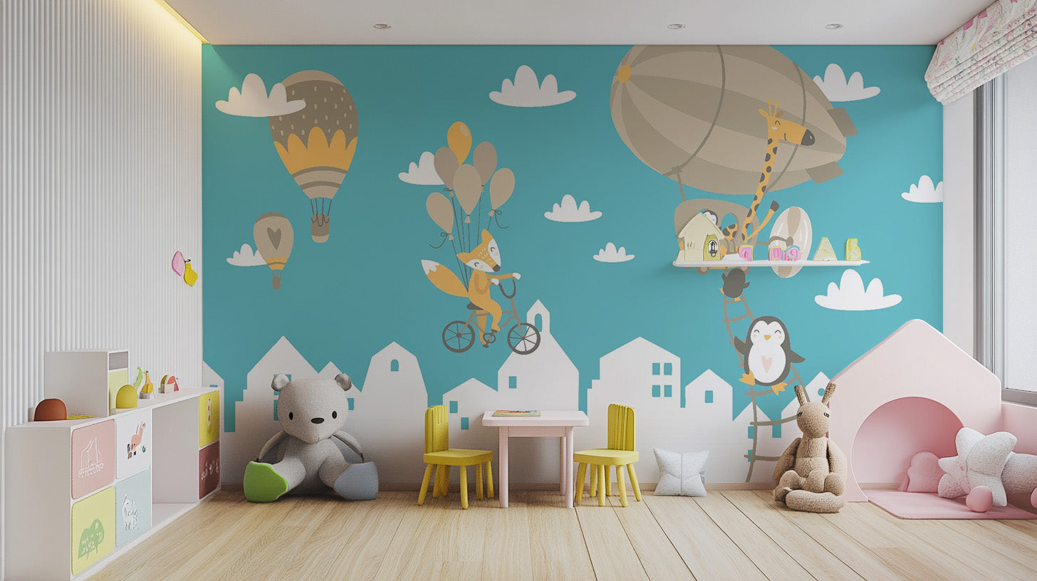 Kids Animated Motifs Wallpaper Mural - Giffywalls