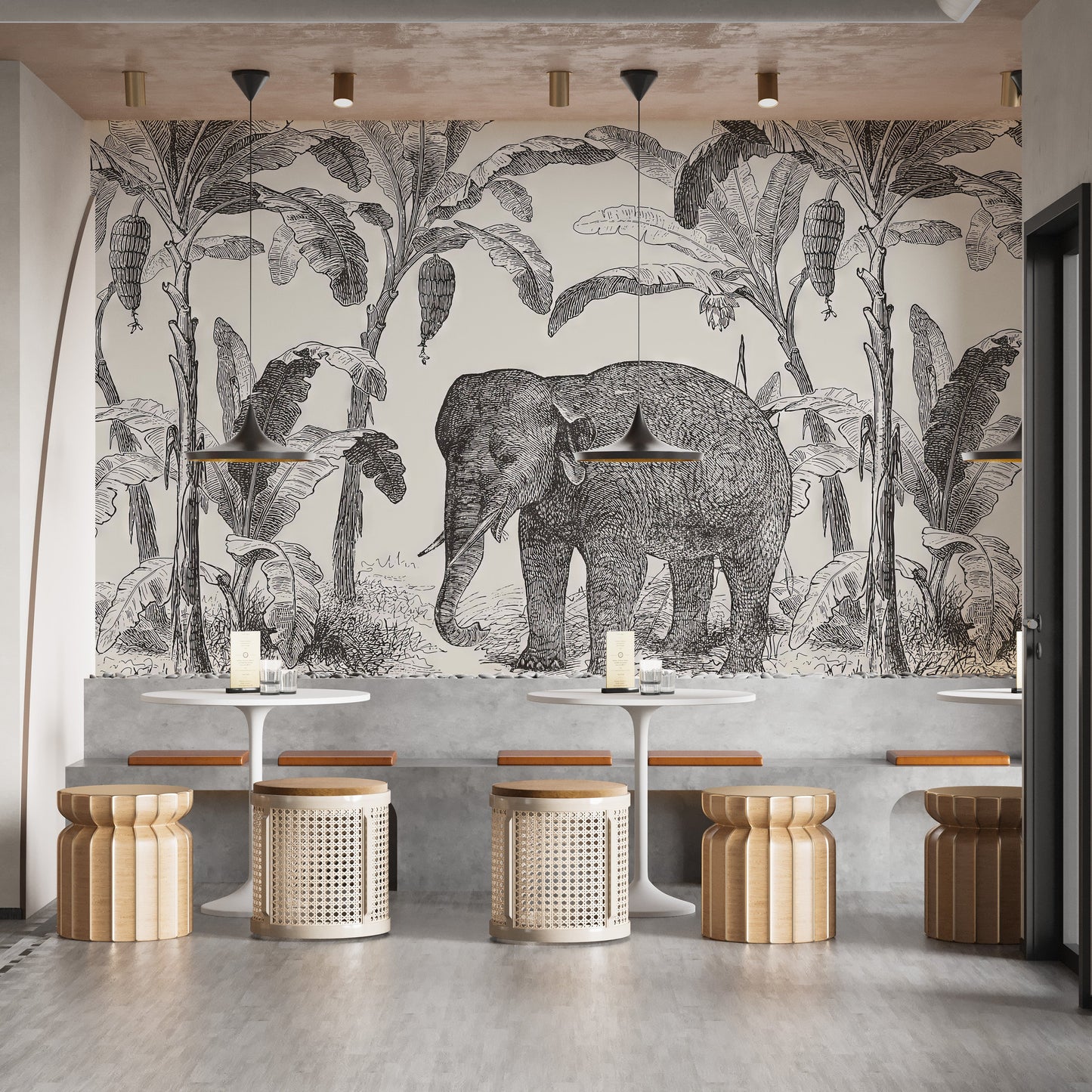 Vintage Elephant Wallpaper Mural - Giffywalls