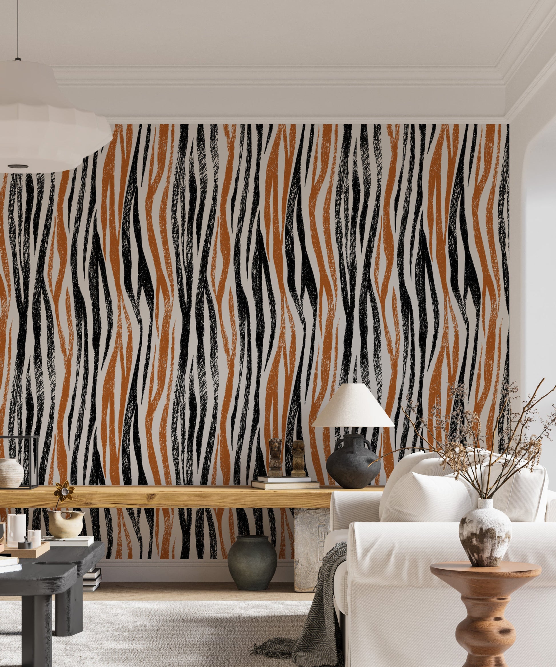 Contemporary Striped Wall Art Mural
