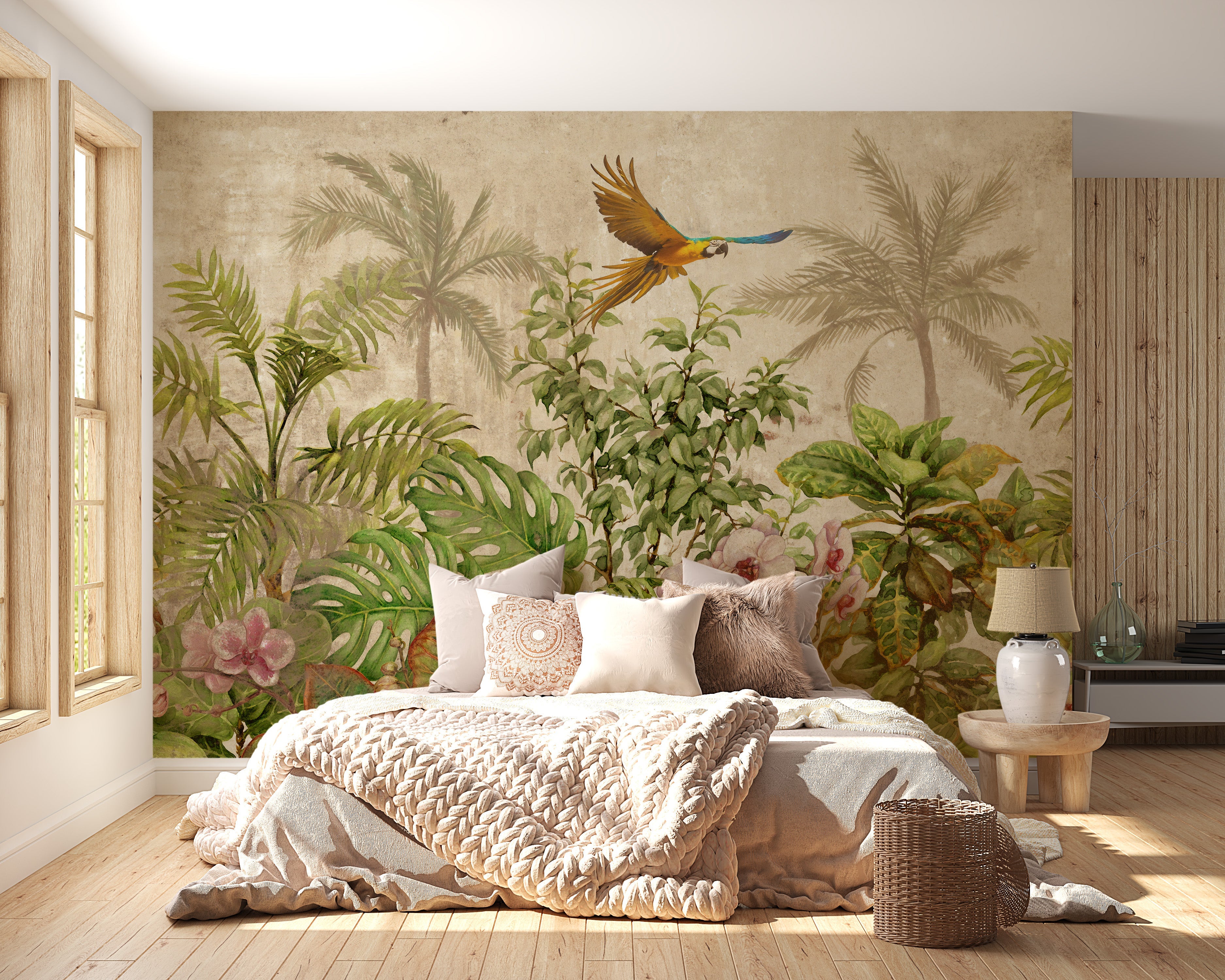 Exotic Feathered Fliers on Tropical Jungle Wallpaper - Giffywalls