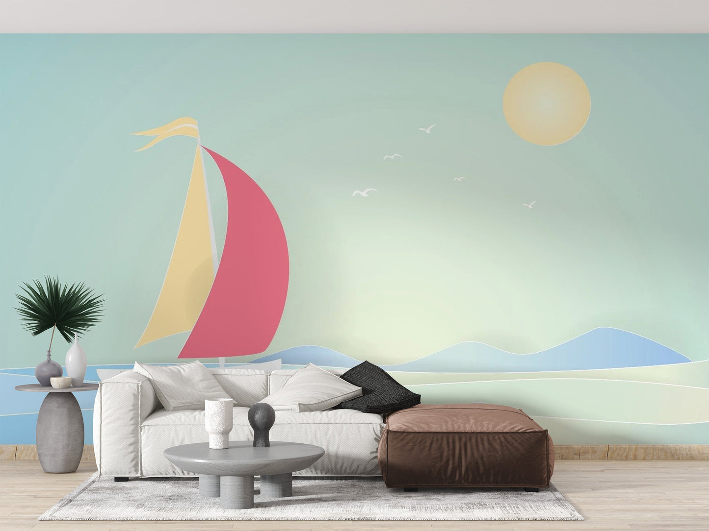 Summer Boat Sailing Wallpaper Mural - Giffywalls