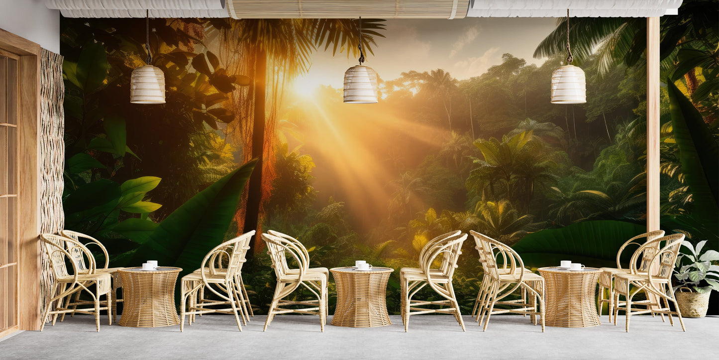 Sun Kissed Rainforest Wall Mural - Giffywalls