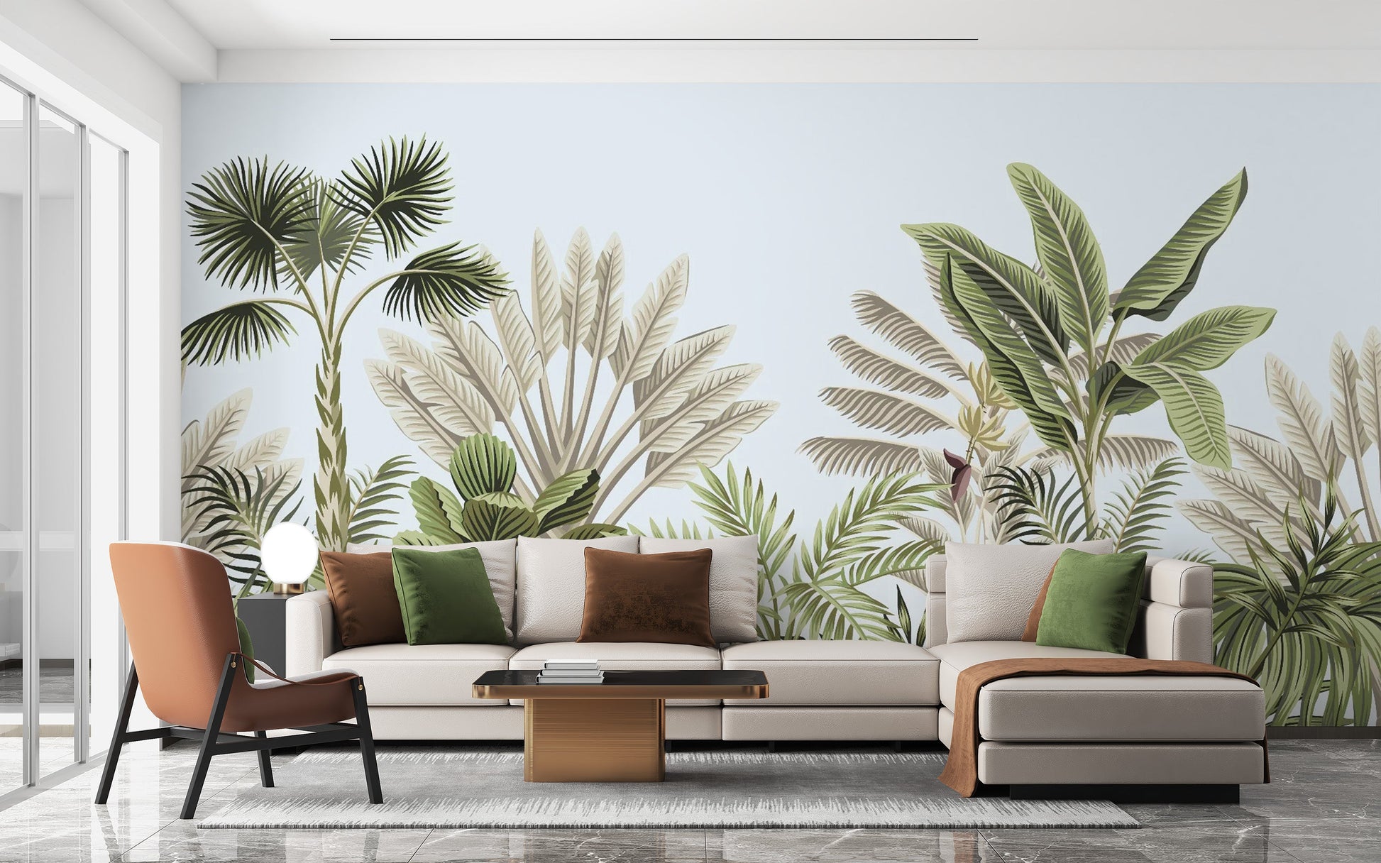 Vintage Tropical Leaves Wallpaper Mural
