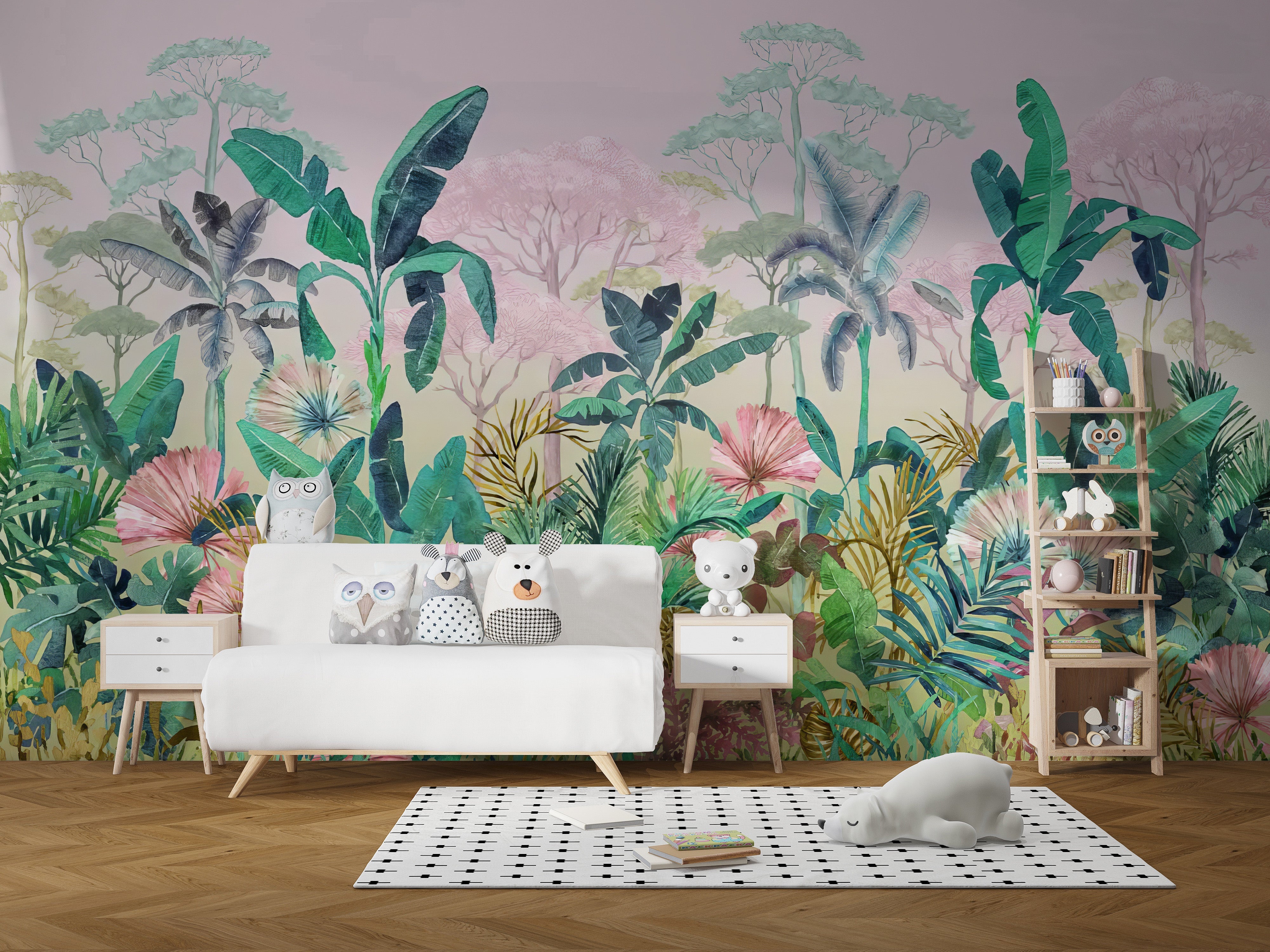 Tropical Jungle Watercolor Reusable Wallpaper