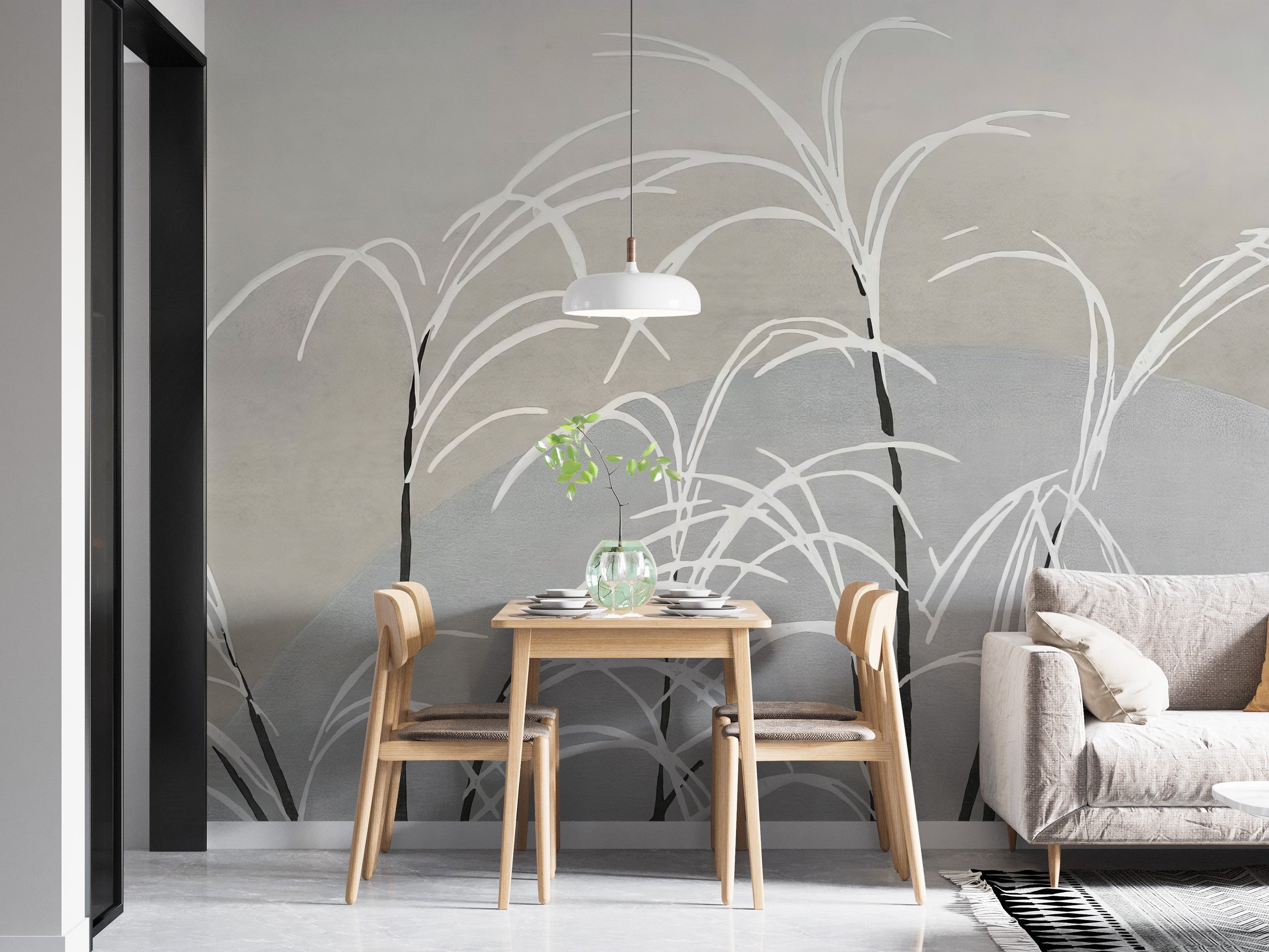 Moon and Grass Wall Mural - Giffywalls