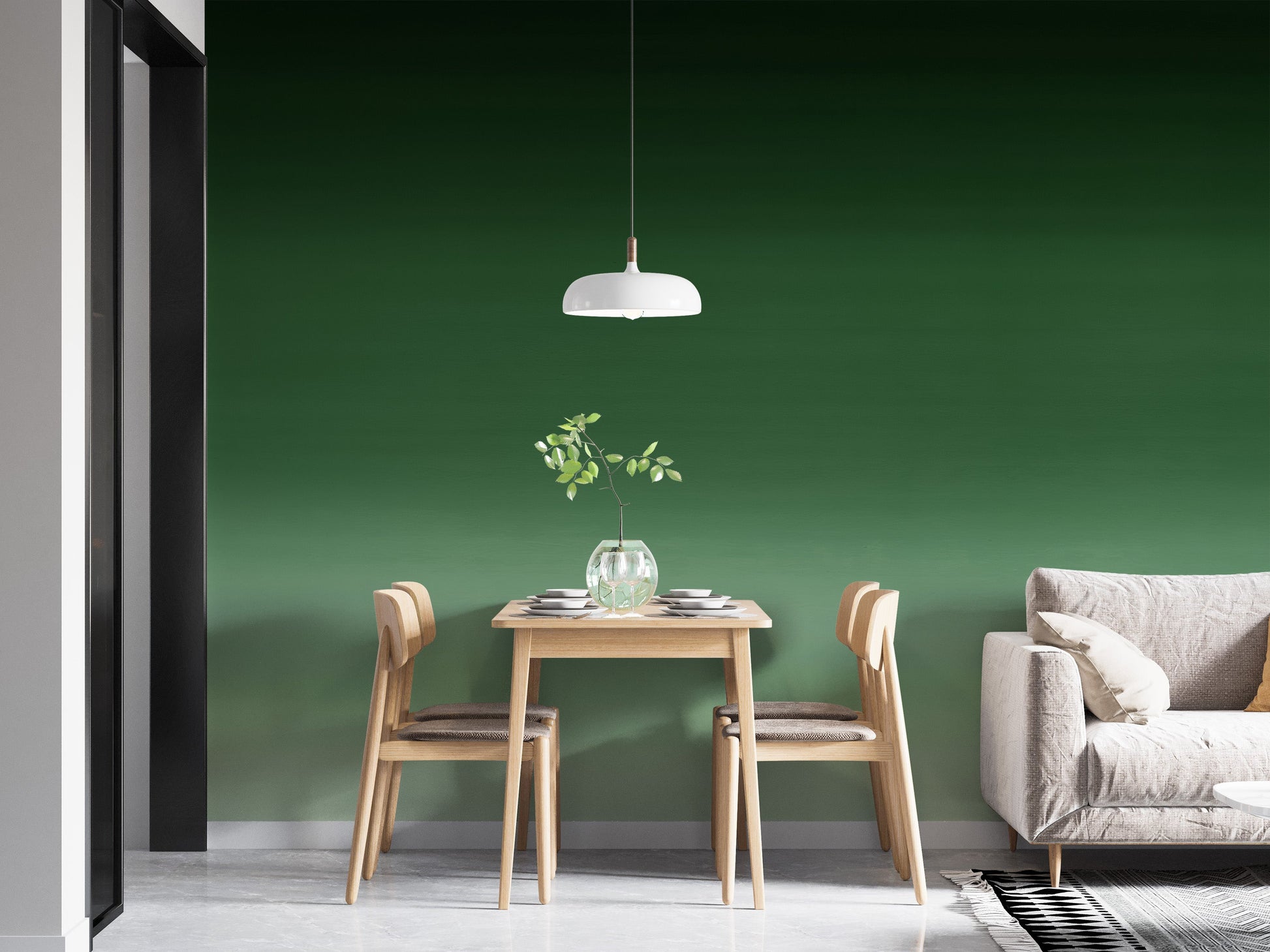 Transform your livingroom with emerald whisper gradient wallpaper.