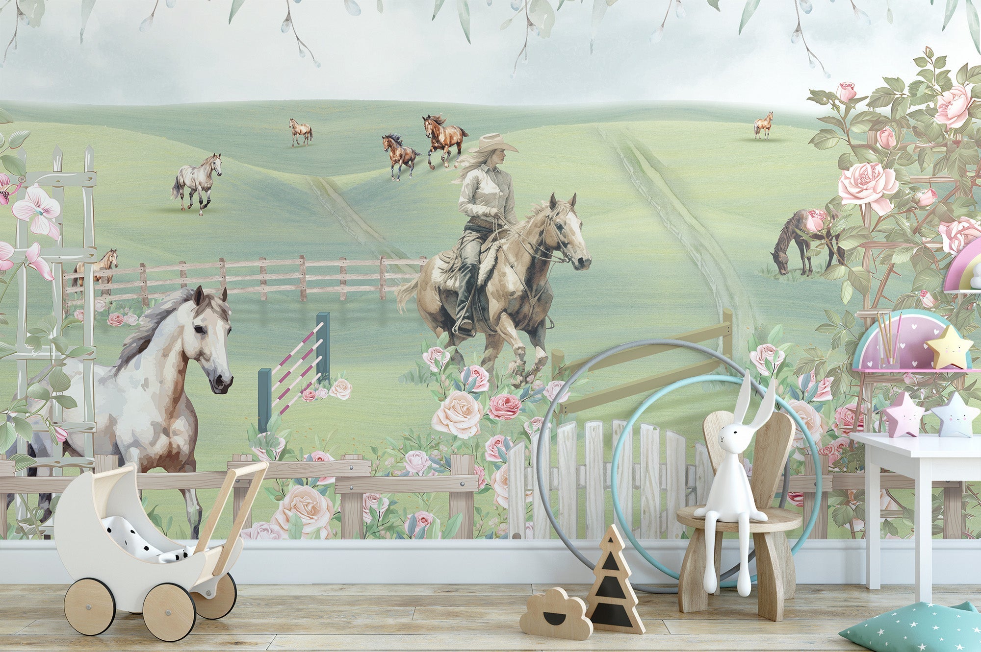 Farm scene mural for children’s space
