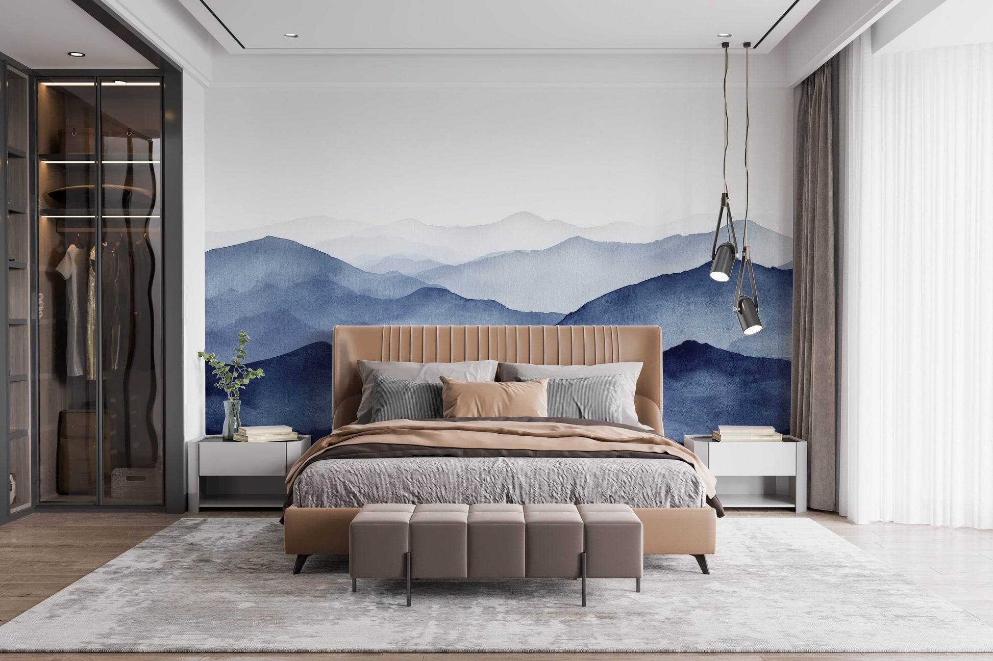 Watercolor Blue Mountain Wallpaper - Giffywalls