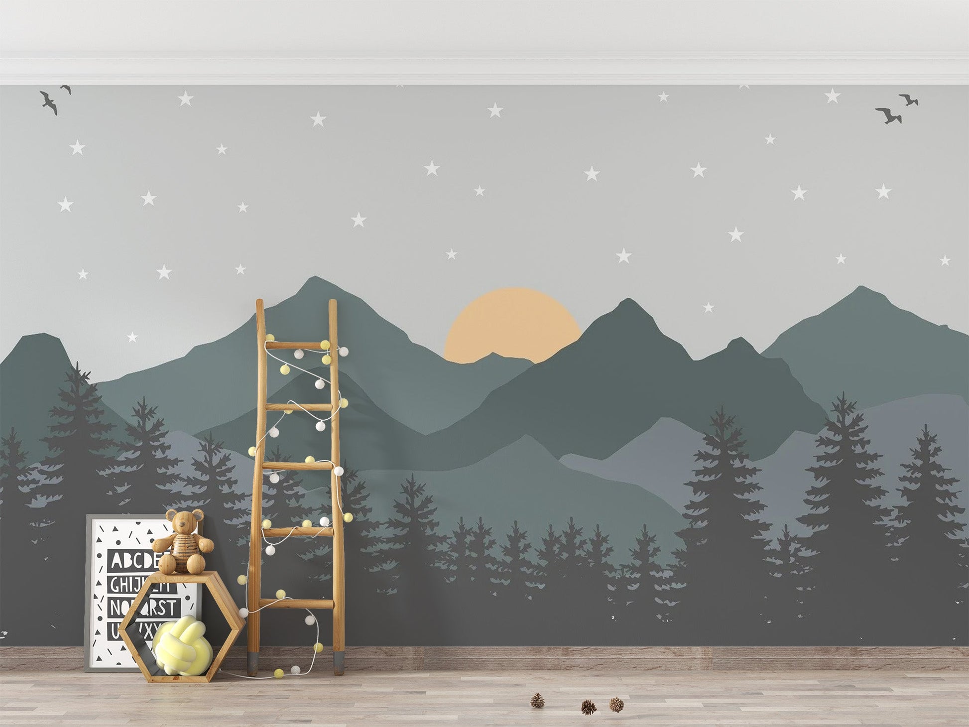 Dark Gray & Green Mountains Wallpaper - Giffywalls