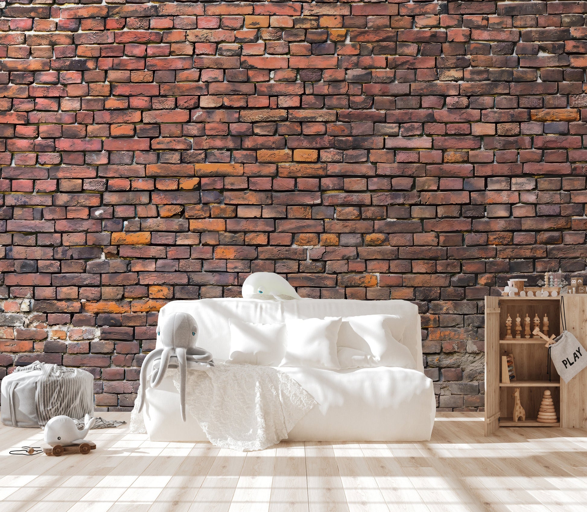 Rustic Charm Brick Mural - Giffywalls