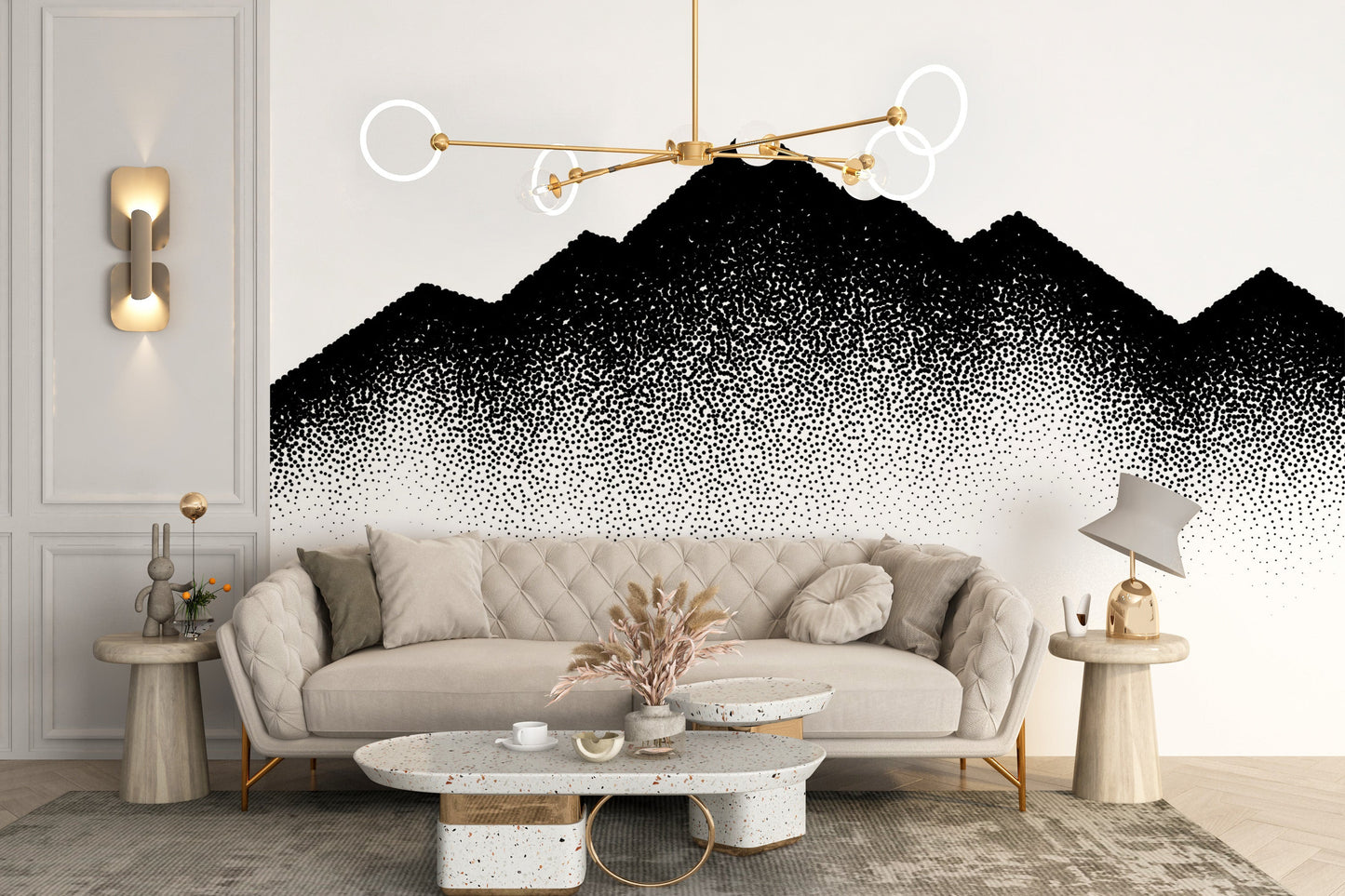 Mountains Wave Scattered Dots Wallpaper Murals - Giffywalls