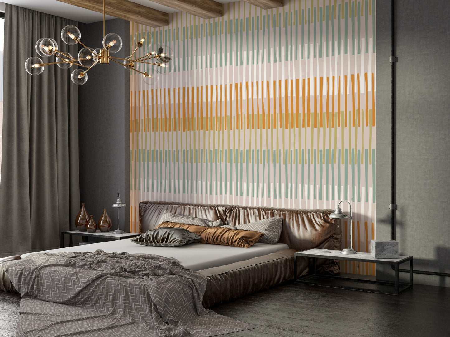 Geometric Elegance with Earthy Stripes Wallpaper
