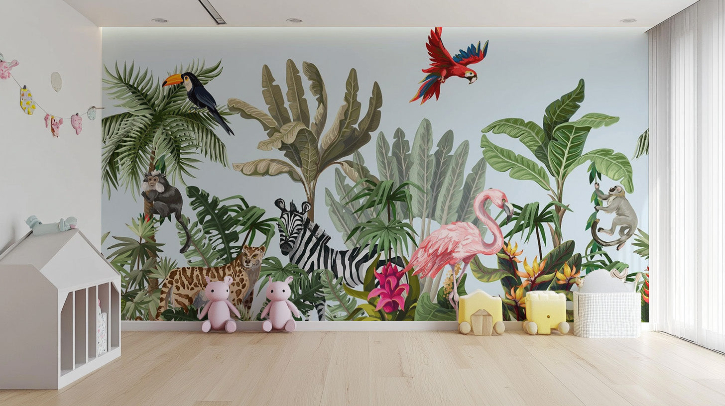 Tropical Animals & Birds Wallpaper Mural - Giffywalls