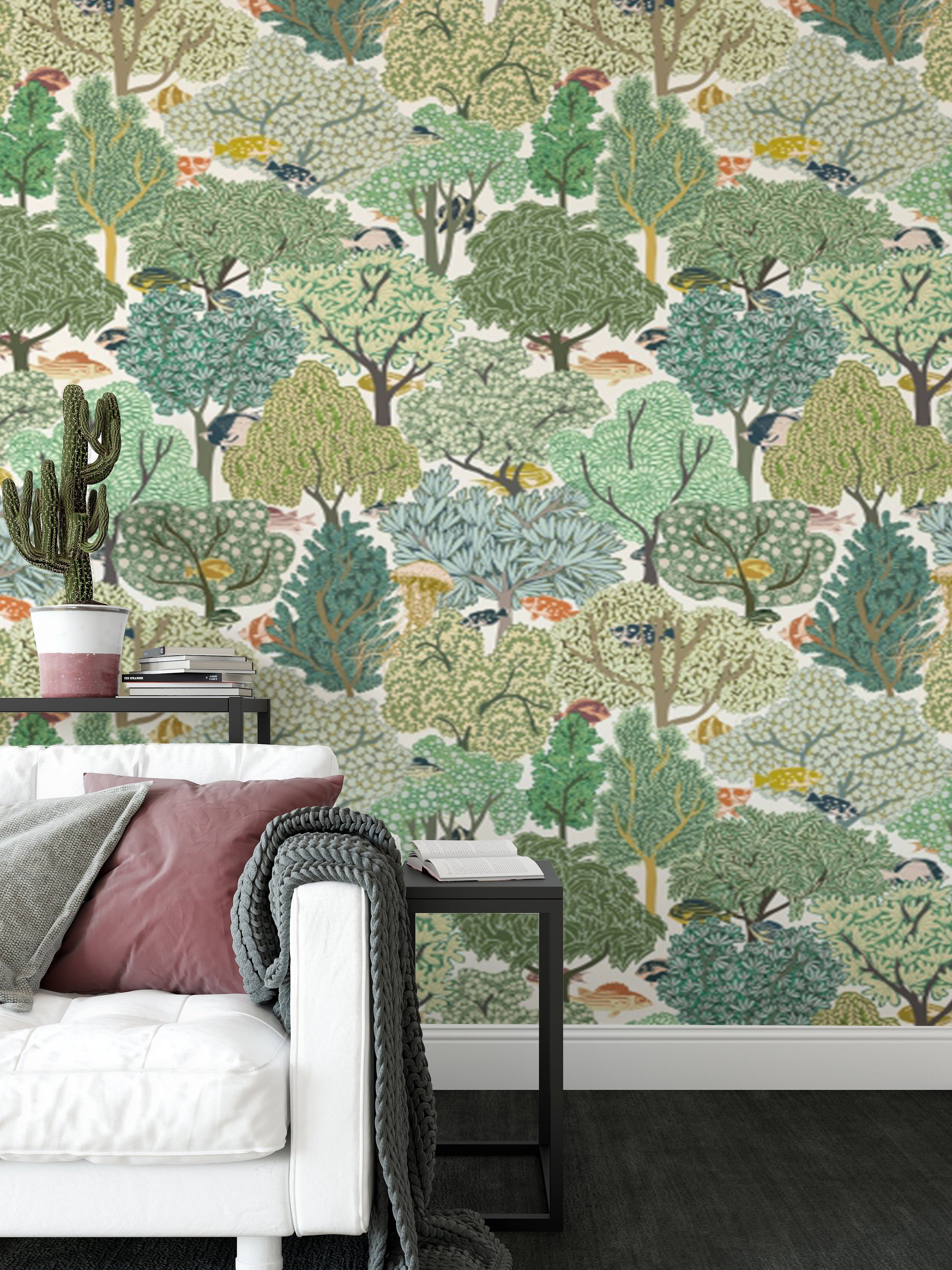 Delicate Botanic Ballet wallpaper featuring lush botanical art.
